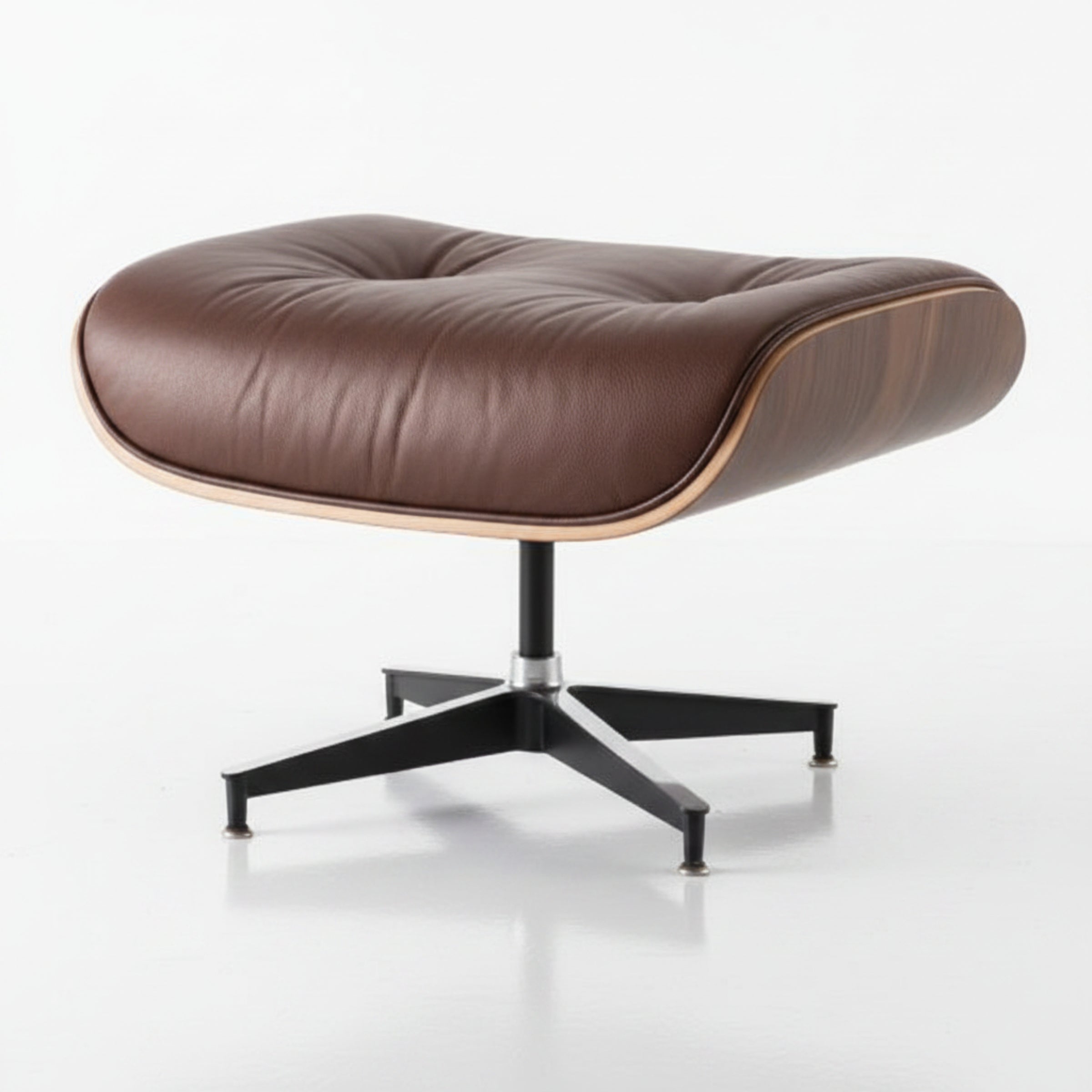 Charles Eames Inspired Mid-Century Iconic Lounge Chair & Ottoman - Walnut Wood & Chocolate Brown - Aura Furnitures