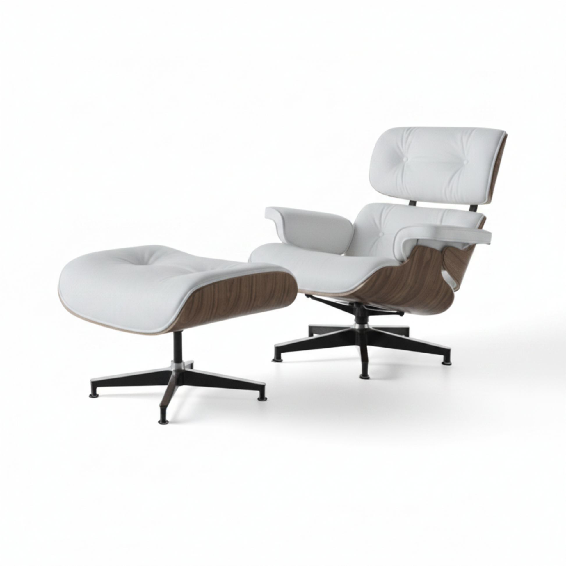 Charles Eames Inspired Mid-Century Iconic Lounge Chair & Ottoman - Walnut Wood & Chocolate Brown - Aura Furnitures