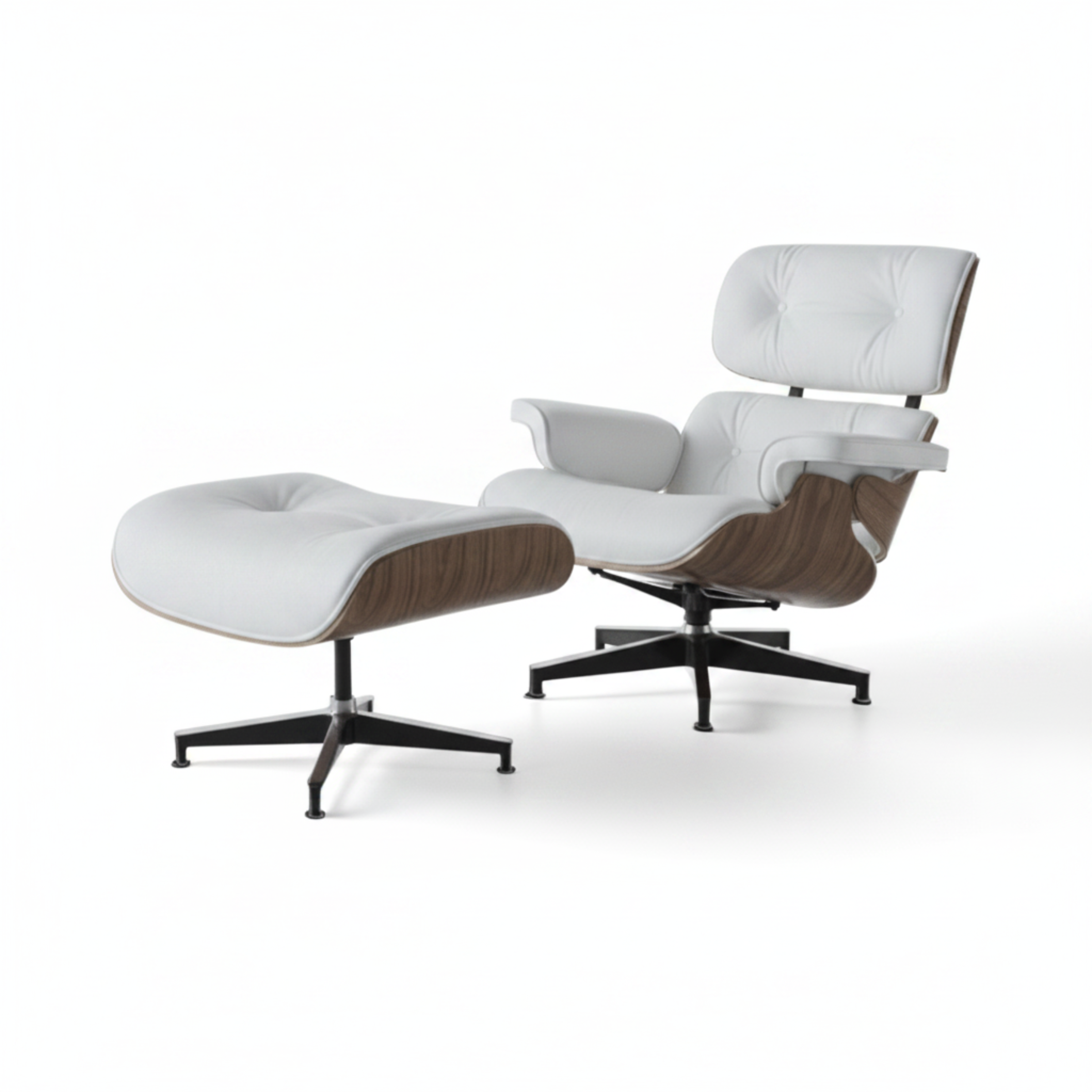 Charles Eames Inspired Mid-Century Iconic Lounge Chair & Ottoman - Walnut Wood & Chocolate Brown - Aura Furnitures