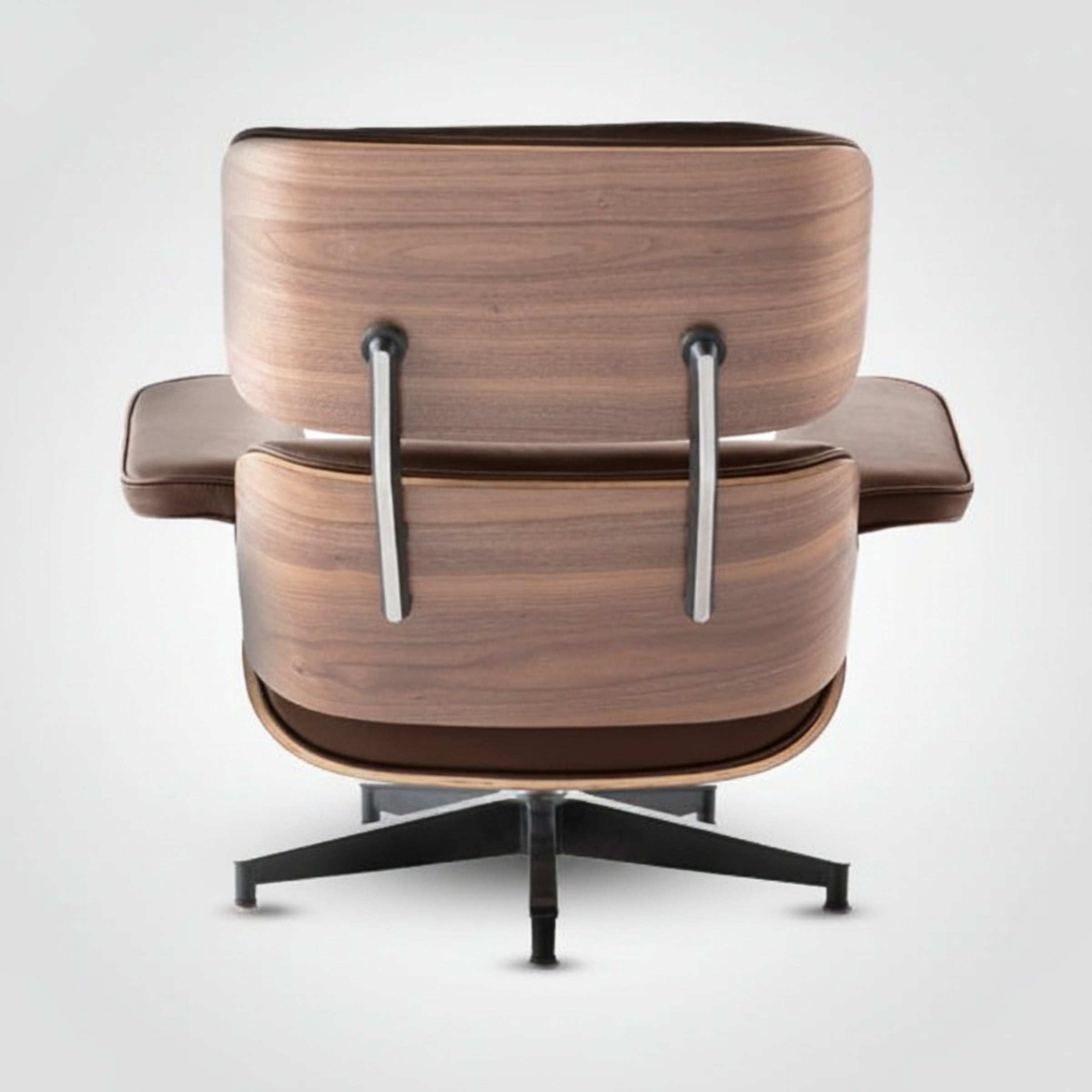 Charles Eames Inspired Mid-Century Iconic Lounge Chair & Ottoman - Walnut Wood & Chocolate Brown - Aura Furnitures
