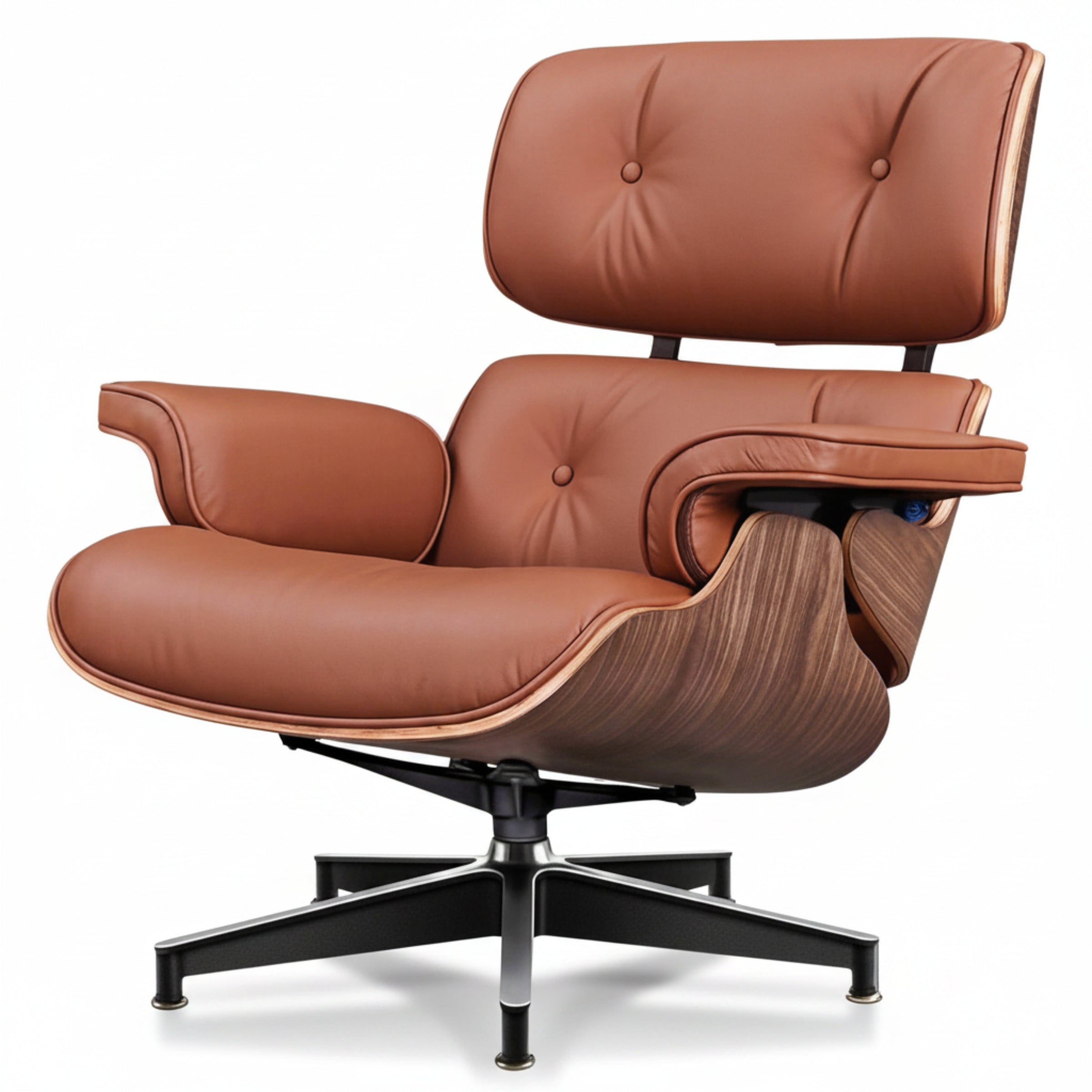 Charles Eames Inspired Mid-Century Iconic Lounge Chair & Ottoman - Walnut Wood & Chocolate Brown - Aura Furnitures