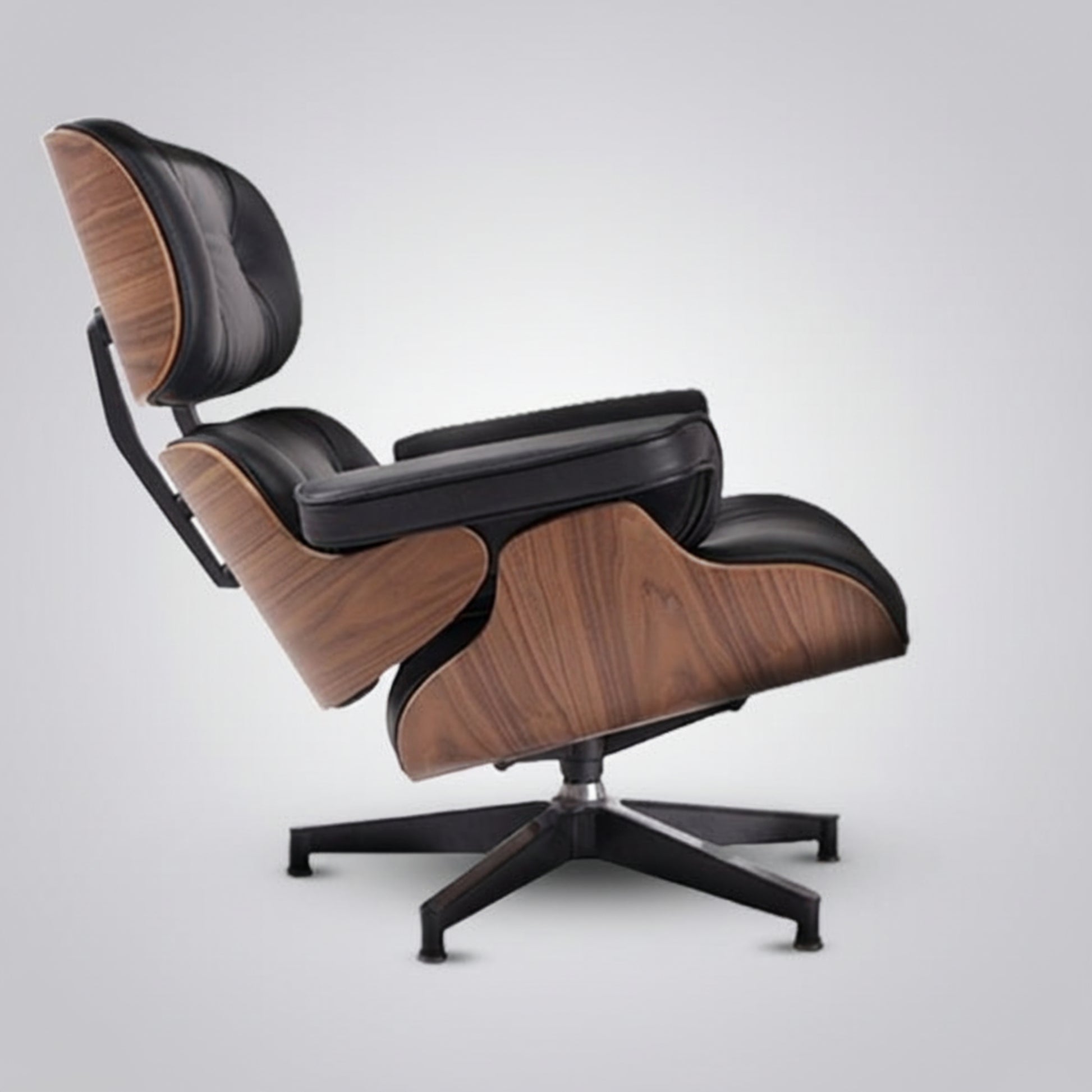 Charles Eames Inspired Mid-Century Iconic Lounge Chair & Ottoman - Walnut Wood & Chocolate Brown - Aura Furnitures