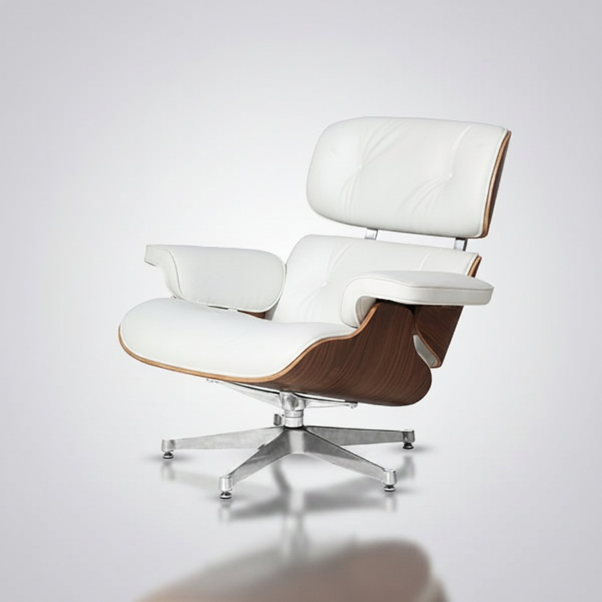 Charles Eames Inspired Mid-Century Iconic Lounge Chair & Ottoman - Walnut Wood & Chocolate Brown - Aura Furnitures