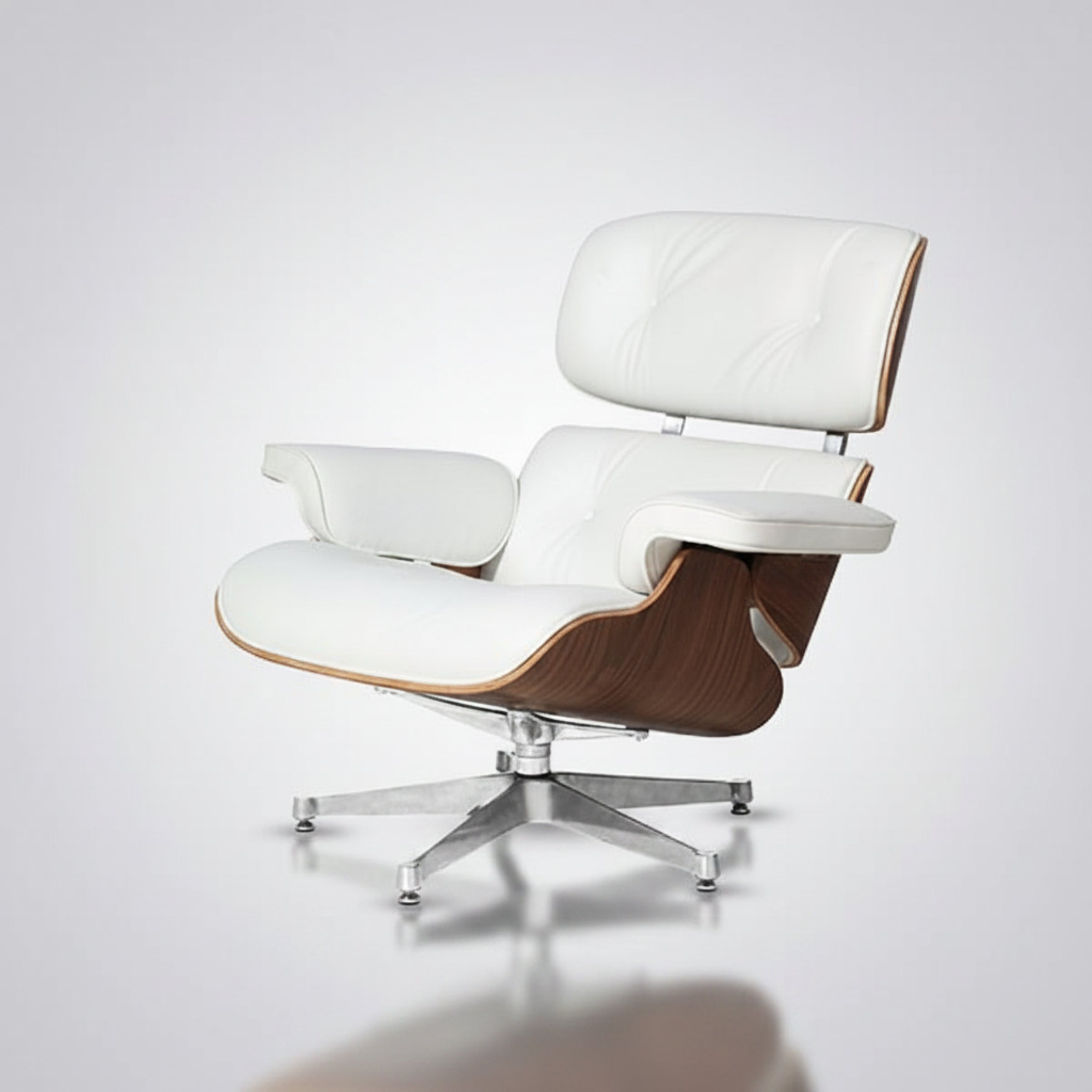 Charles Eames Inspired Mid-Century Iconic Lounge Chair & Ottoman - Walnut Wood & Chocolate Brown - Aura Furnitures