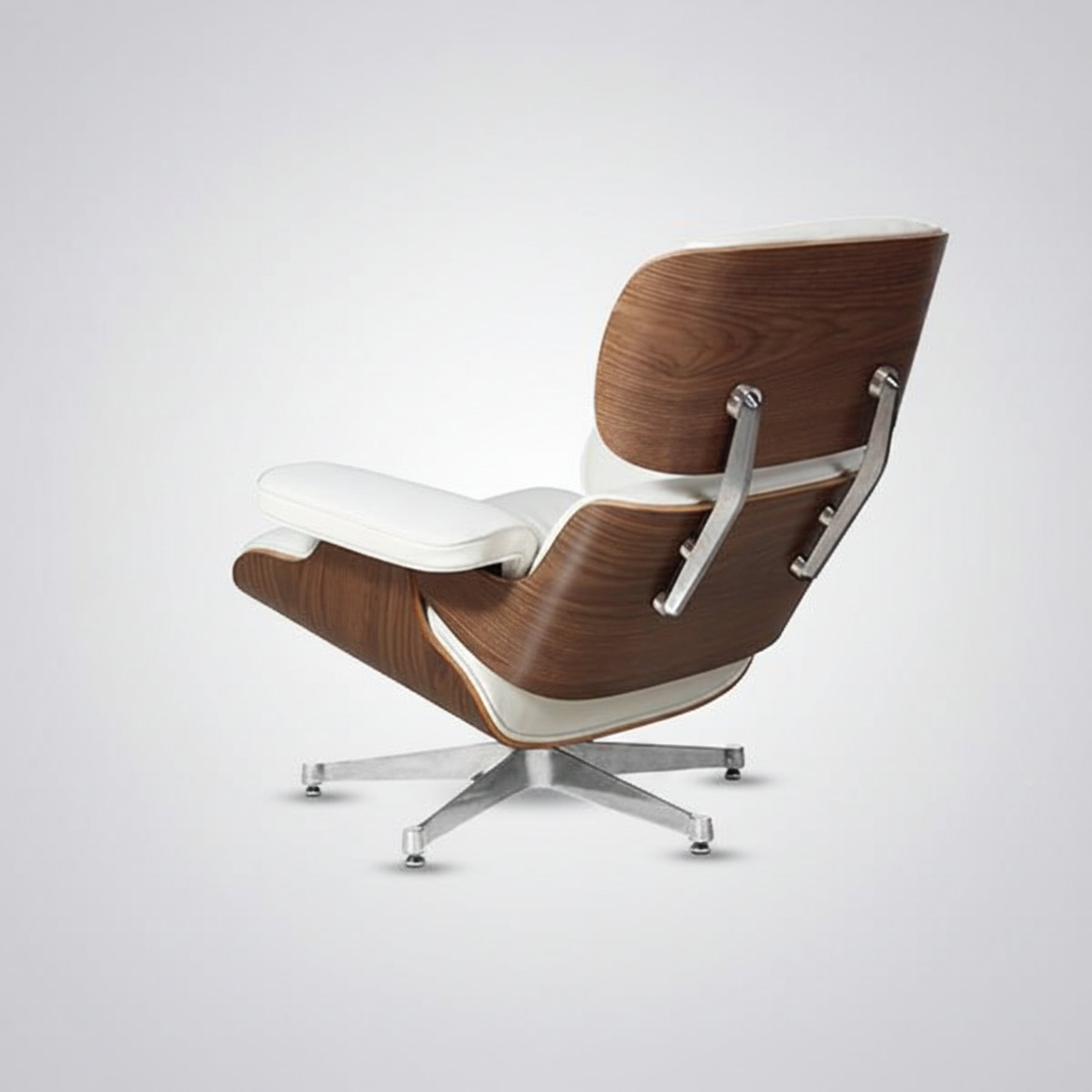 Charles Eames Inspired Mid-Century Iconic Lounge Chair & Ottoman - Walnut Wood & Chocolate Brown - Aura Furnitures