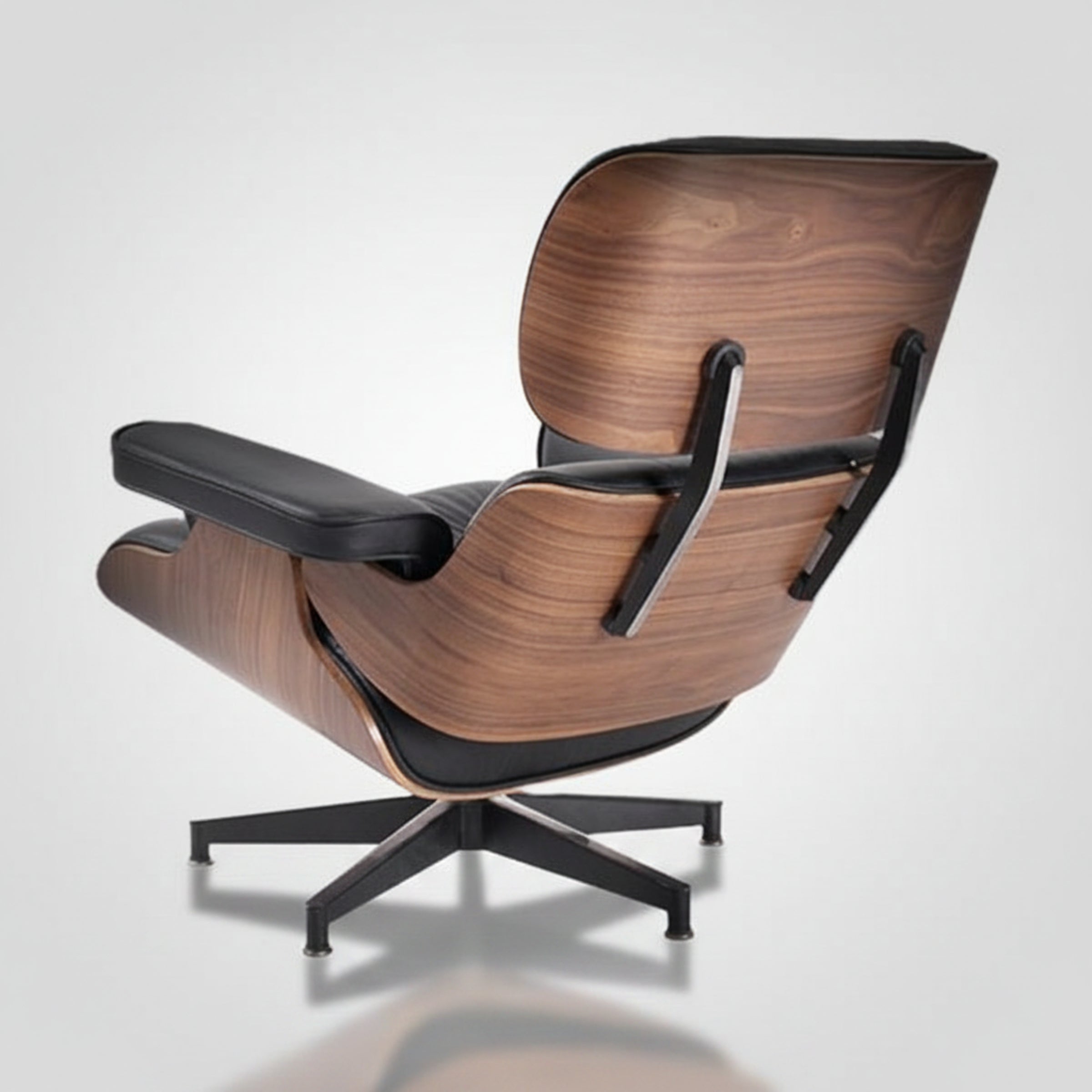 Charles Eames Inspired Mid-Century Iconic Lounge Chair & Ottoman - Walnut Wood & Chocolate Brown - Aura Furnitures