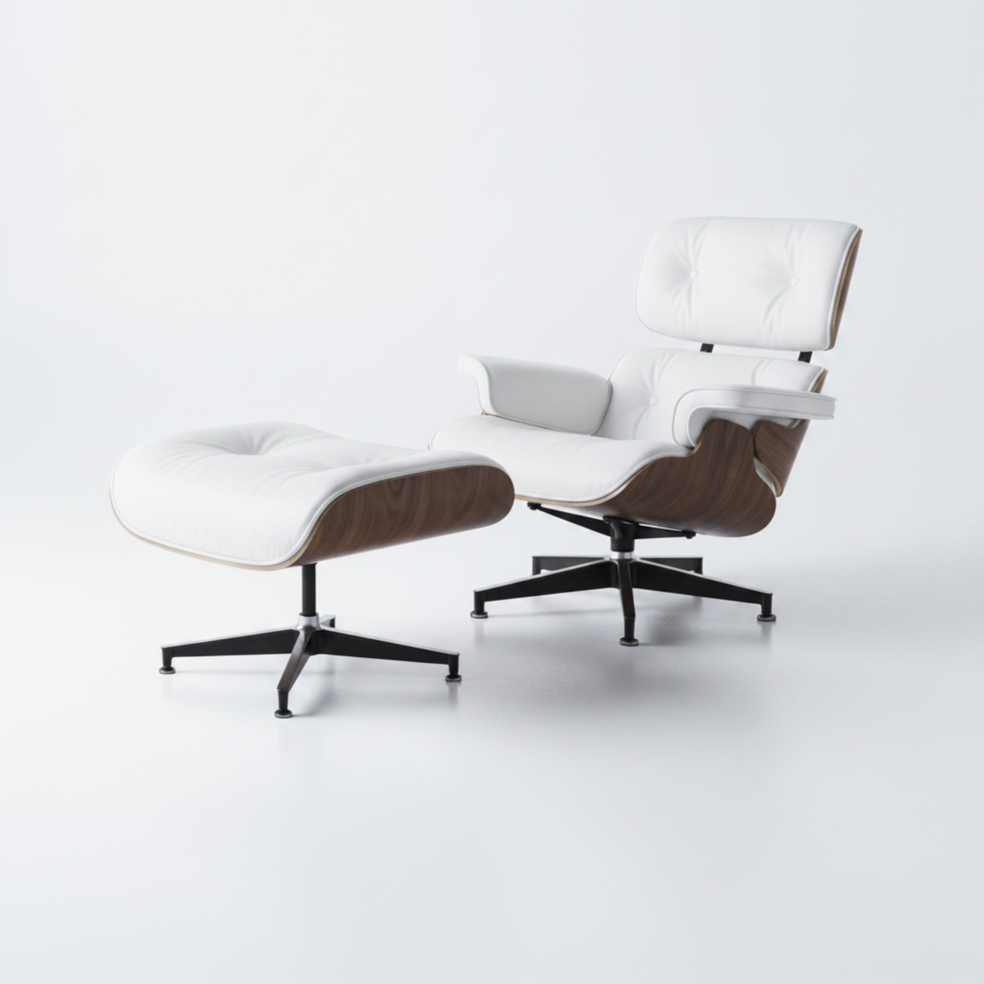 Charles Eames Inspired Mid-Century Iconic Lounge Chair & Ottoman - Walnut Wood & Chocolate Brown - Aura Furnitures