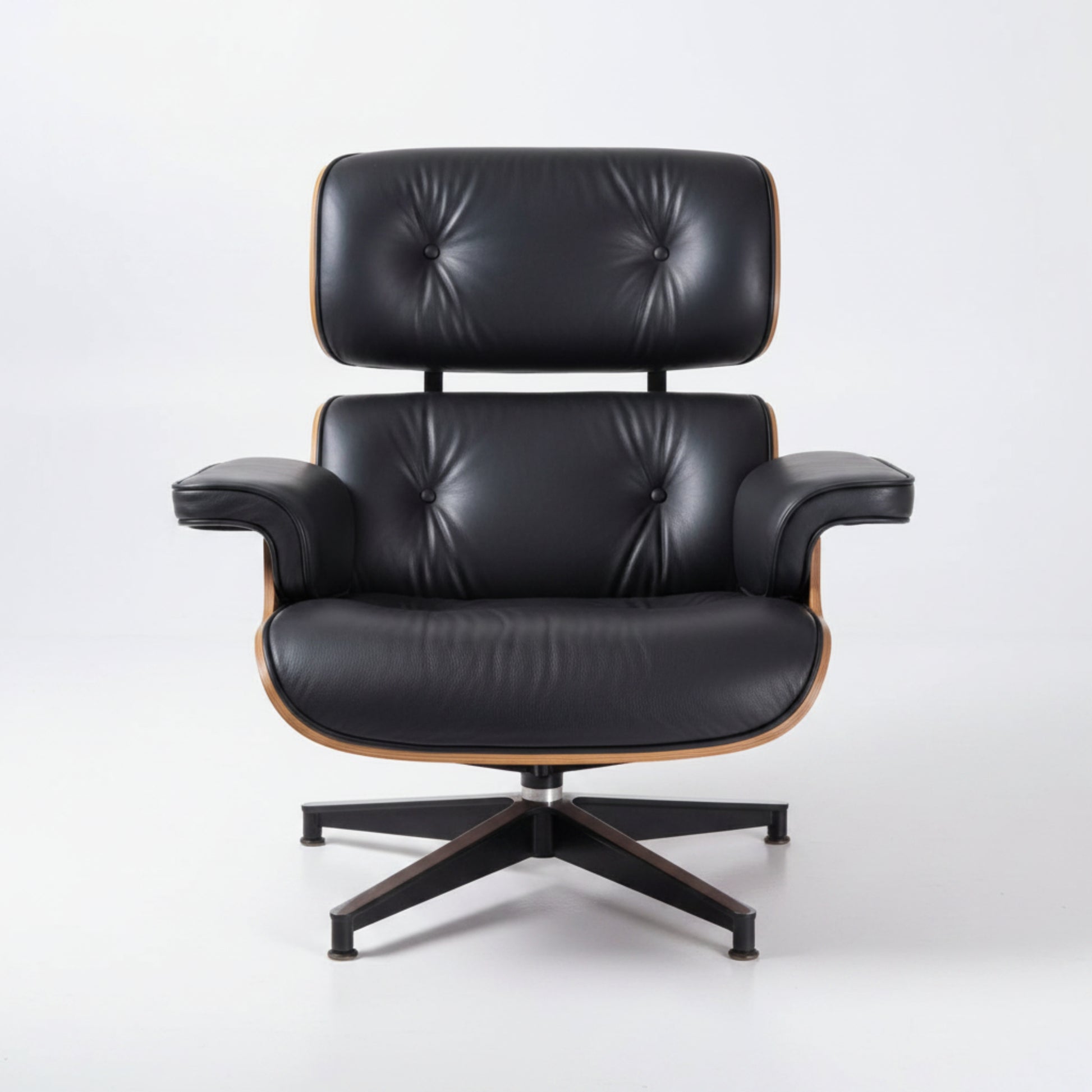 Charles Eames Inspired Mid-Century Iconic Lounge Chair & Ottoman - Walnut Wood & Chocolate Brown - Aura Furnitures