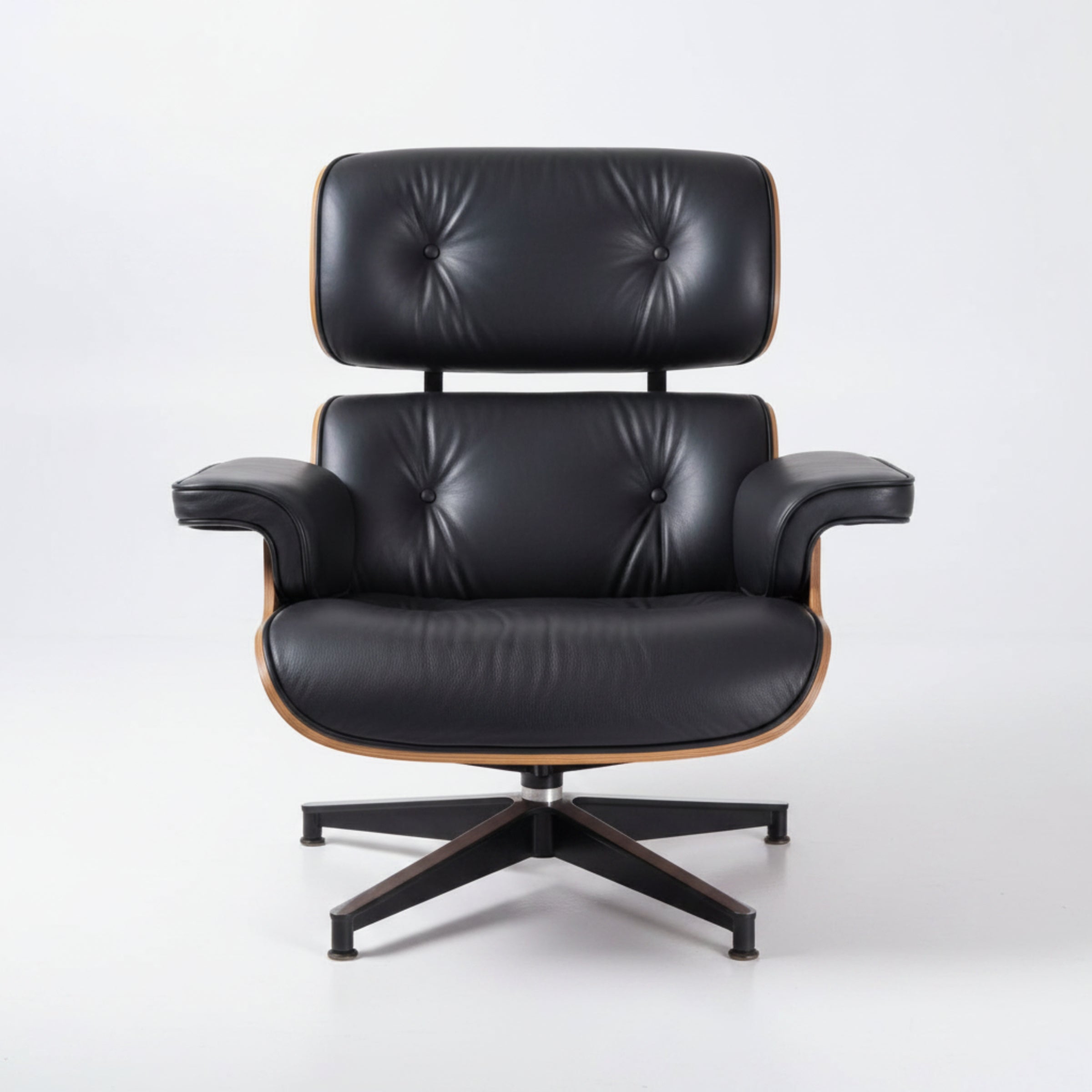 Charles Eames Inspired Mid-Century Iconic Lounge Chair & Ottoman - Walnut Wood & Chocolate Brown - Aura Furnitures