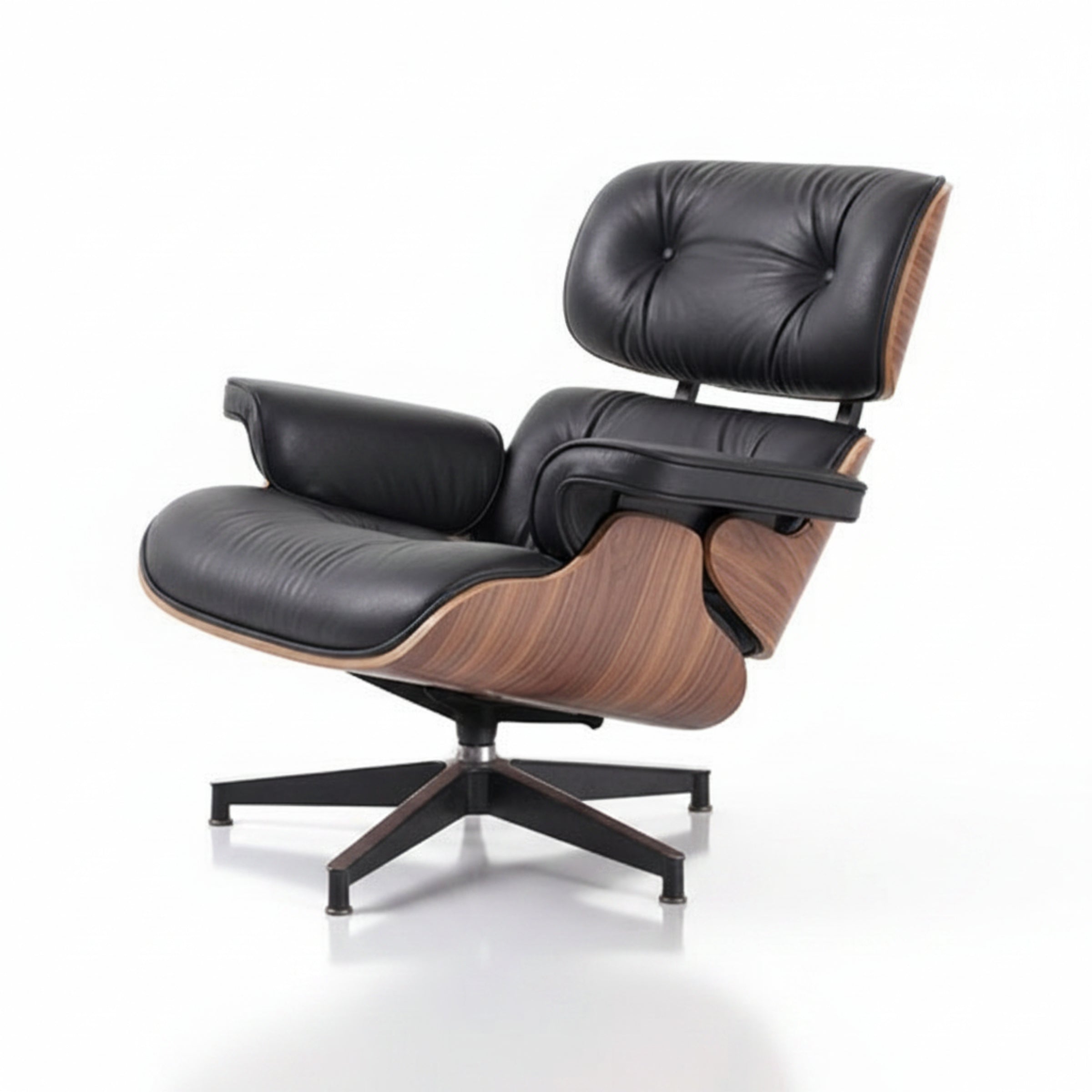Charles Eames Inspired Mid-Century Iconic Lounge Chair & Ottoman - Walnut Wood & Chocolate Brown - Aura Furnitures