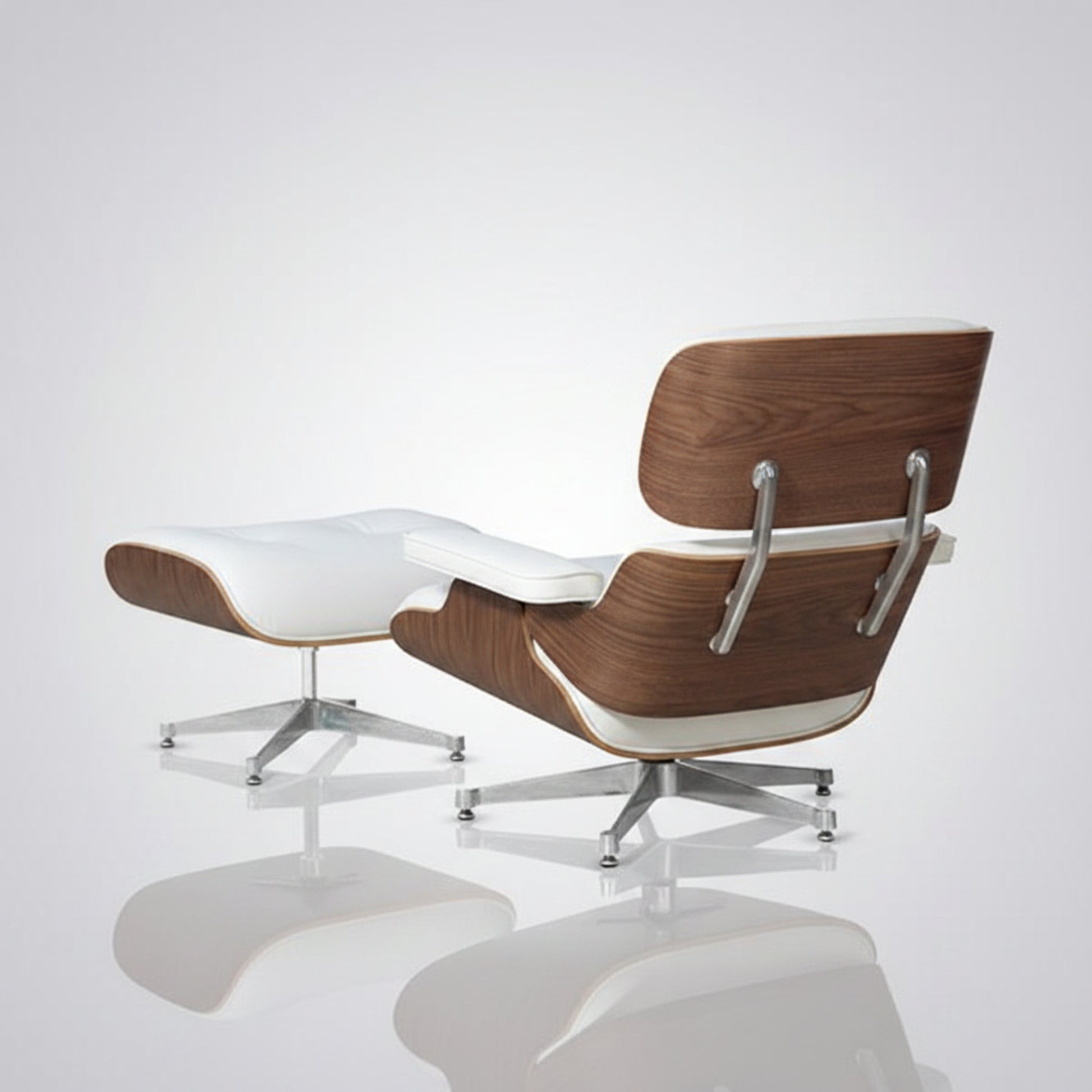 Charles Eames Inspired Mid-Century Iconic Lounge Chair & Ottoman - Walnut Wood & Chocolate Brown - Aura Furnitures