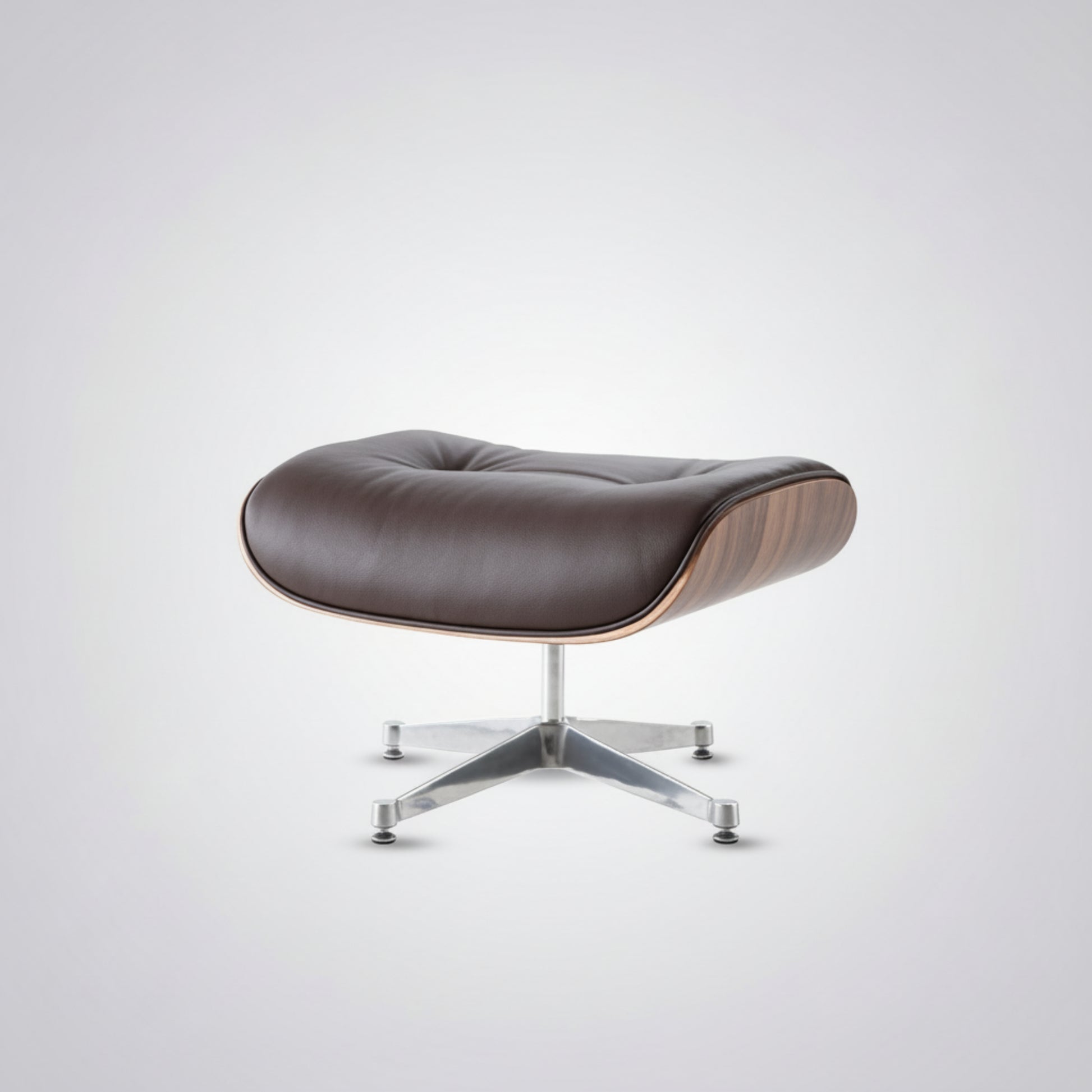Charles Eames Inspired Mid-Century Iconic Lounge Chair & Ottoman - Walnut Wood & Chocolate Brown - Aura Furnitures