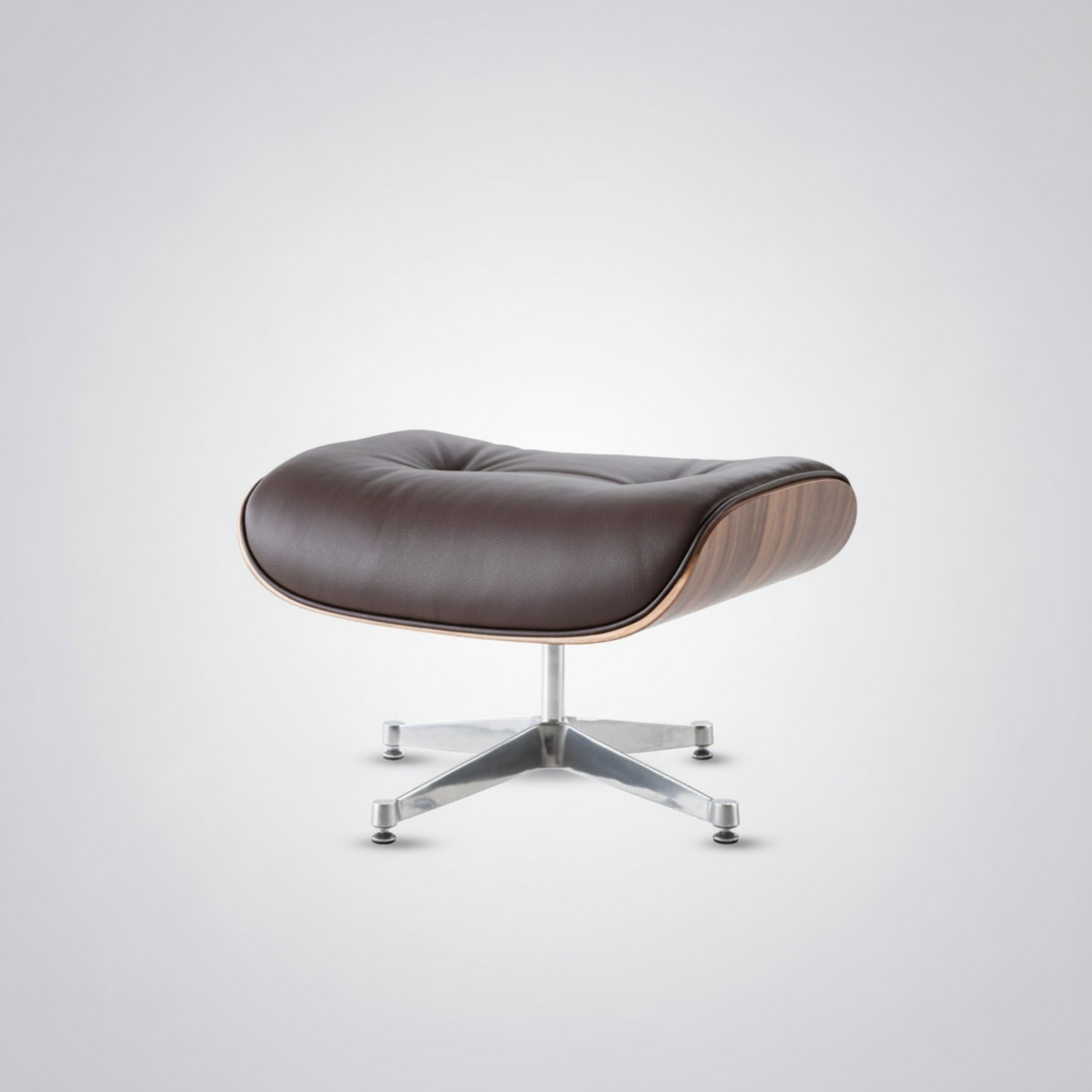 Charles Eames Inspired Mid-Century Iconic Lounge Chair & Ottoman - Walnut Wood & Chocolate Brown - Aura Furnitures
