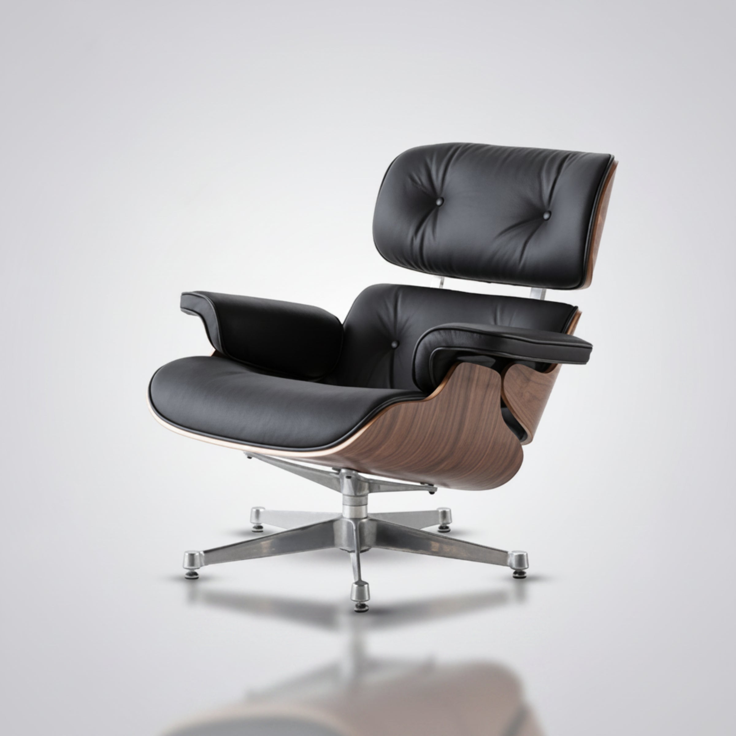 Charles Eames Inspired Mid-Century Iconic Lounge Chair & Ottoman - Walnut Wood & Chocolate Brown - Aura Furnitures