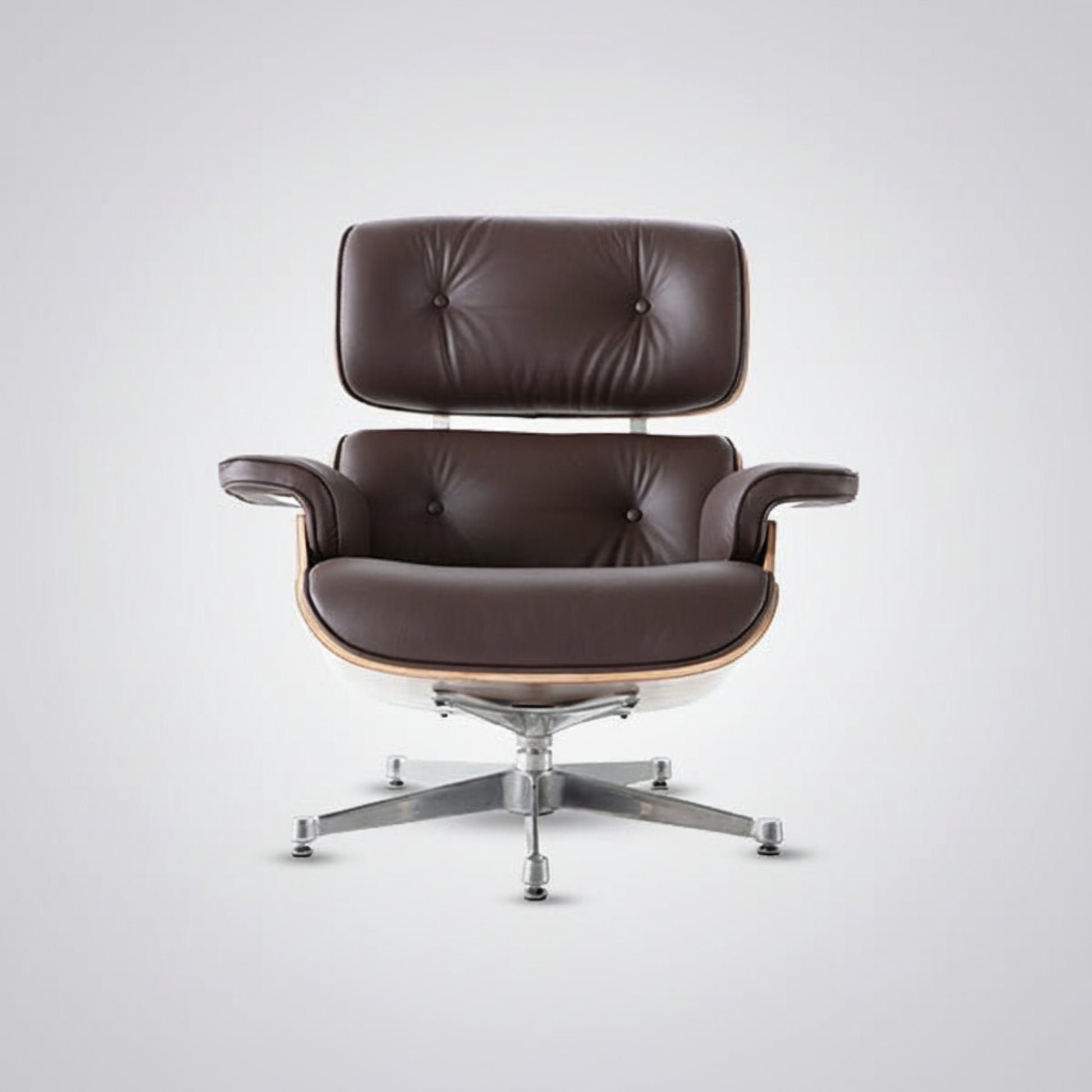 Charles Eames Inspired Mid-Century Iconic Lounge Chair & Ottoman - Walnut Wood & Chocolate Brown - Aura Furnitures