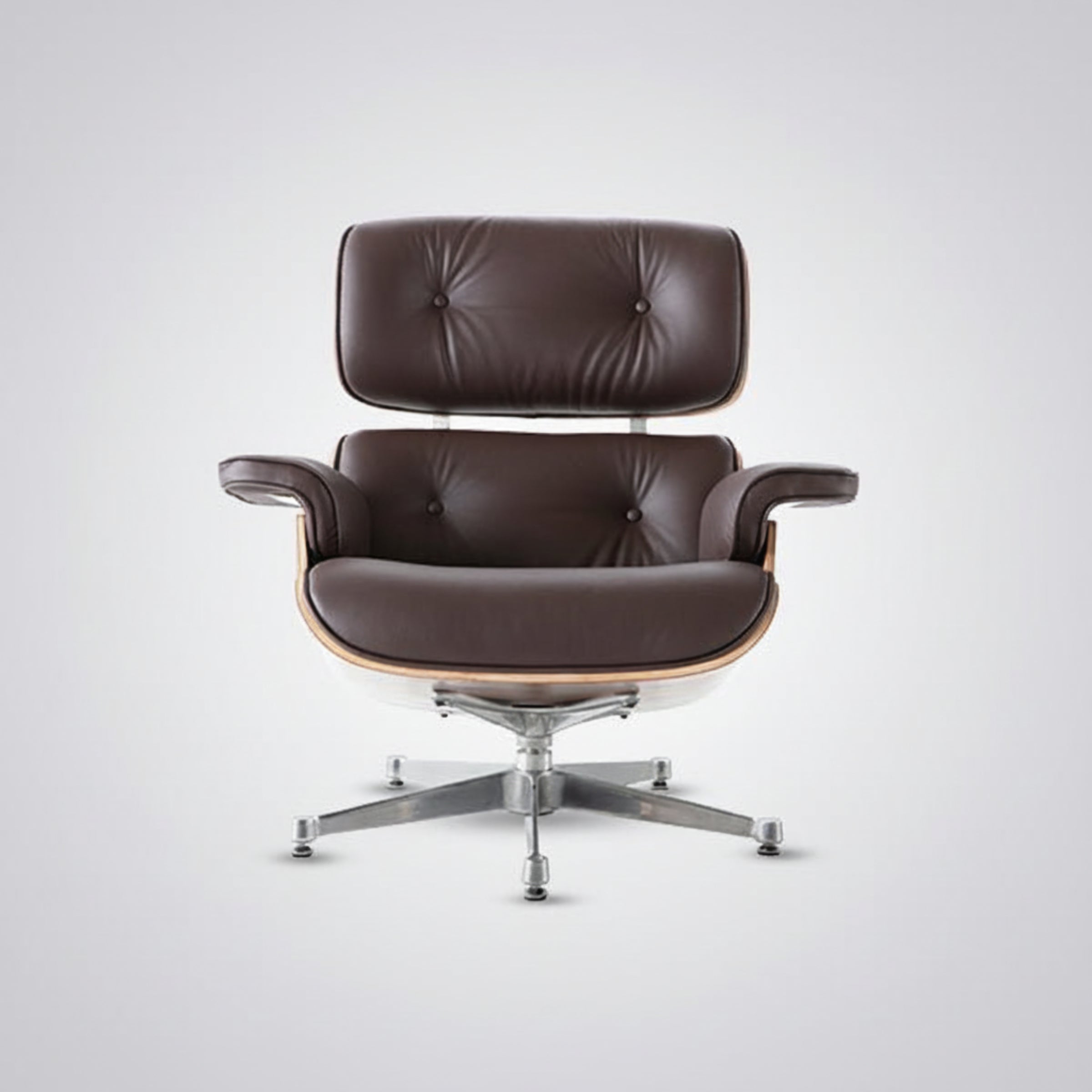 Charles Eames Inspired Mid-Century Iconic Lounge Chair & Ottoman - Walnut Wood & Chocolate Brown - Aura Furnitures