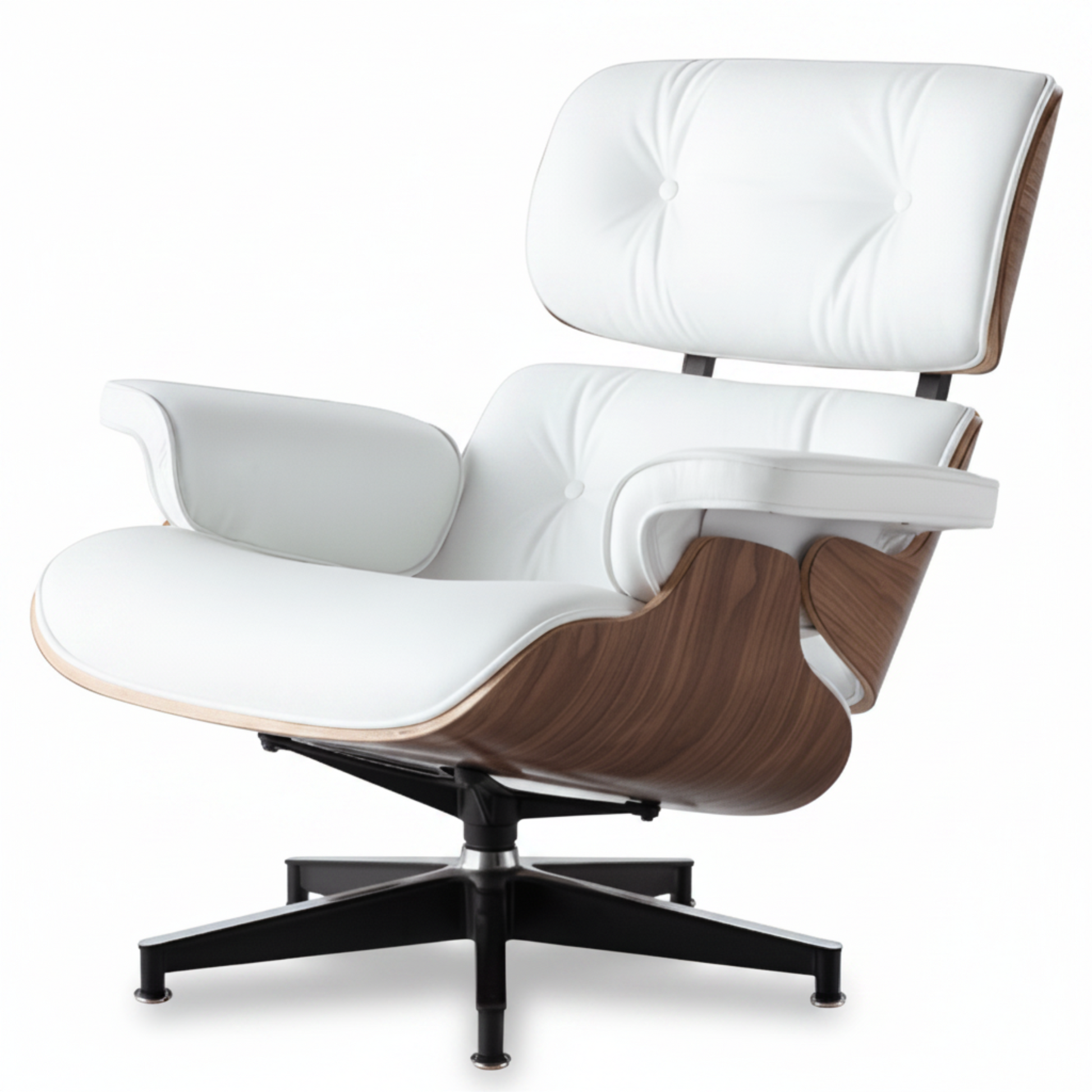 Charles Eames Inspired Mid-Century Iconic Lounge Chair & Ottoman - Walnut Wood & Chocolate Brown - Aura Furnitures