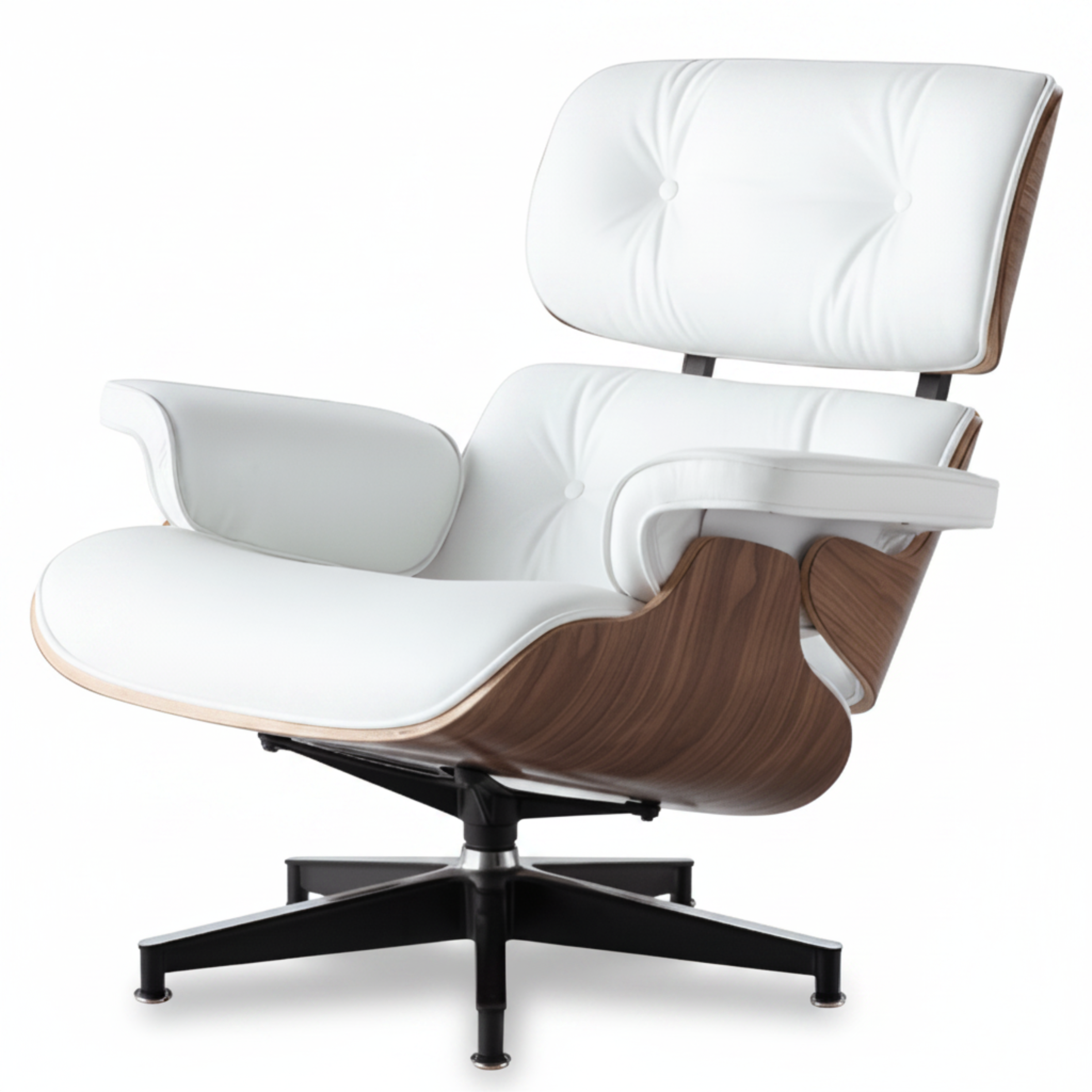 Charles Eames Inspired Mid-Century Iconic Lounge Chair & Ottoman - Walnut Wood & Chocolate Brown - Aura Furnitures