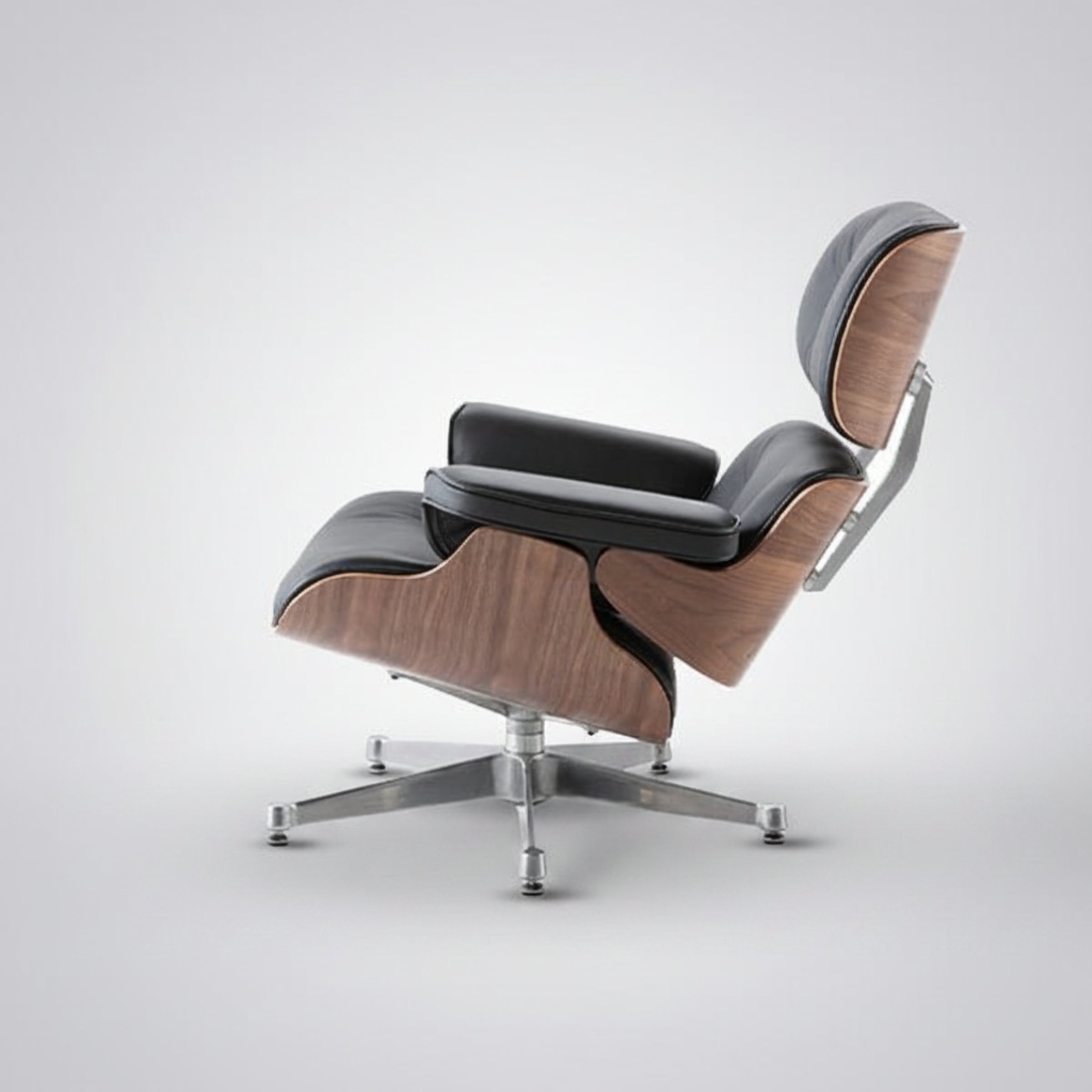 Charles Eames Inspired Mid-Century Iconic Lounge Chair & Ottoman - Walnut Wood & Chocolate Brown - Aura Furnitures
