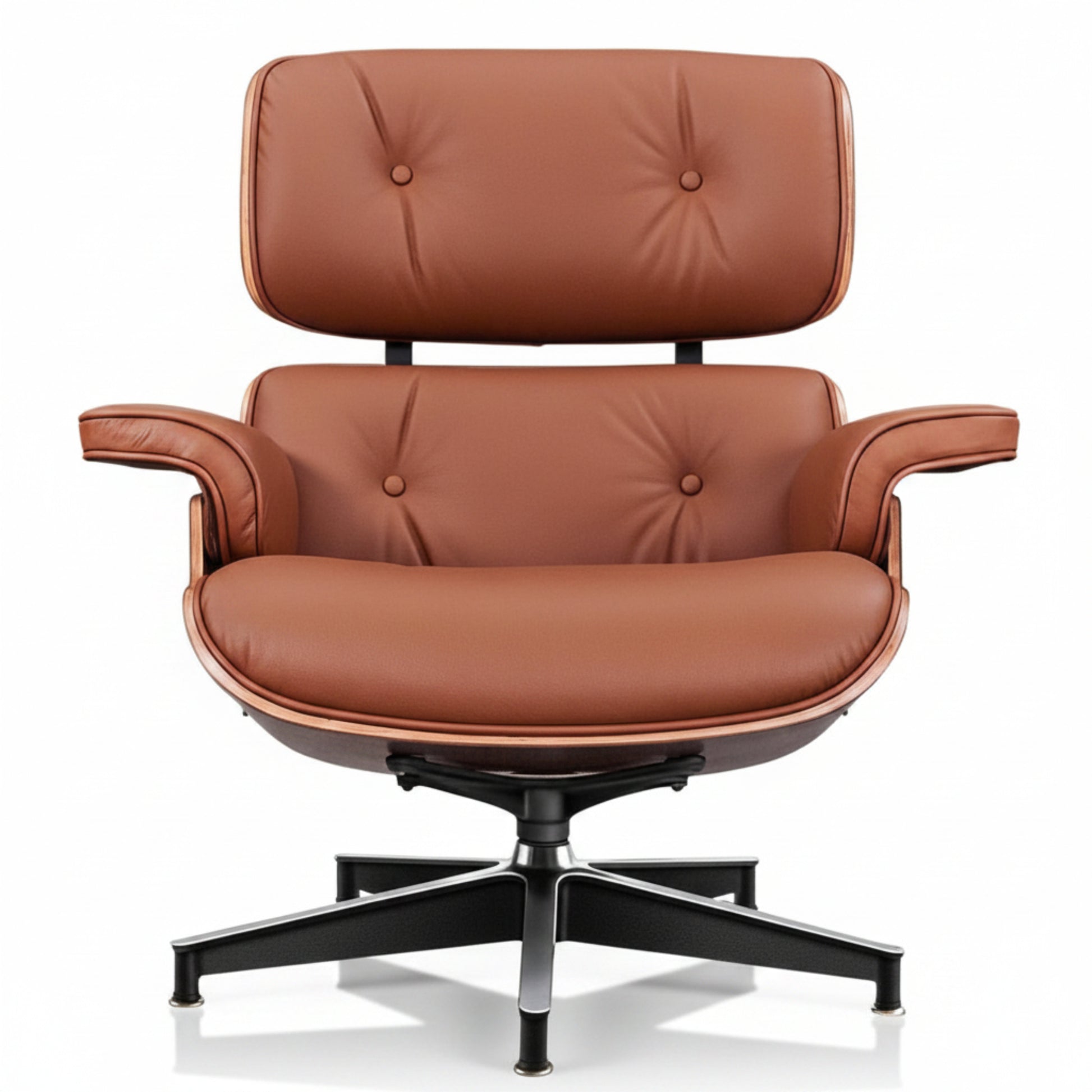 Charles Eames Inspired Mid-Century Iconic Lounge Chair & Ottoman - Walnut Wood & Chocolate Brown - Aura Furnitures
