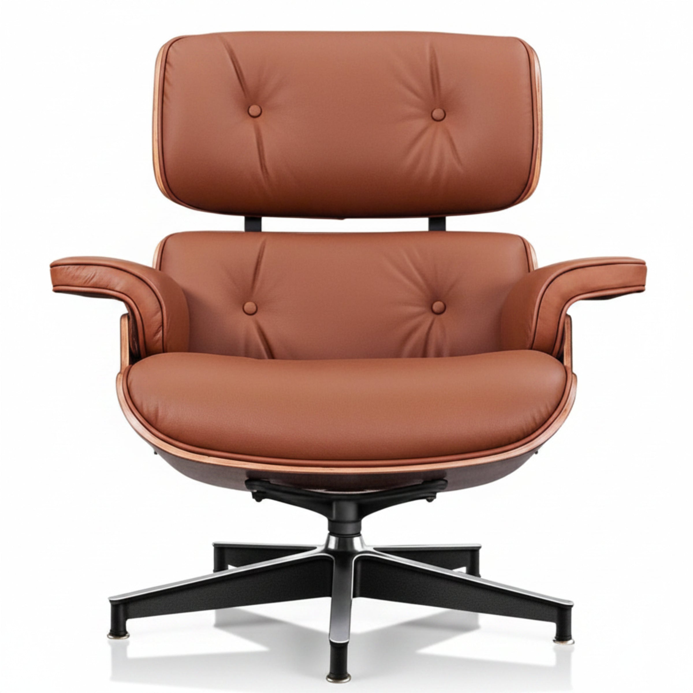 Charles Eames Inspired Mid-Century Iconic Lounge Chair & Ottoman - Walnut Wood & Chocolate Brown - Aura Furnitures