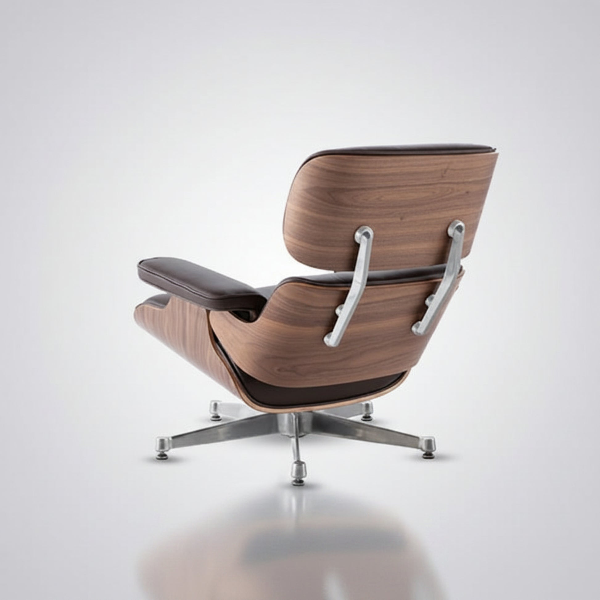 Charles Eames Inspired Mid-Century Iconic Lounge Chair & Ottoman - Walnut Wood & Chocolate Brown - Aura Furnitures