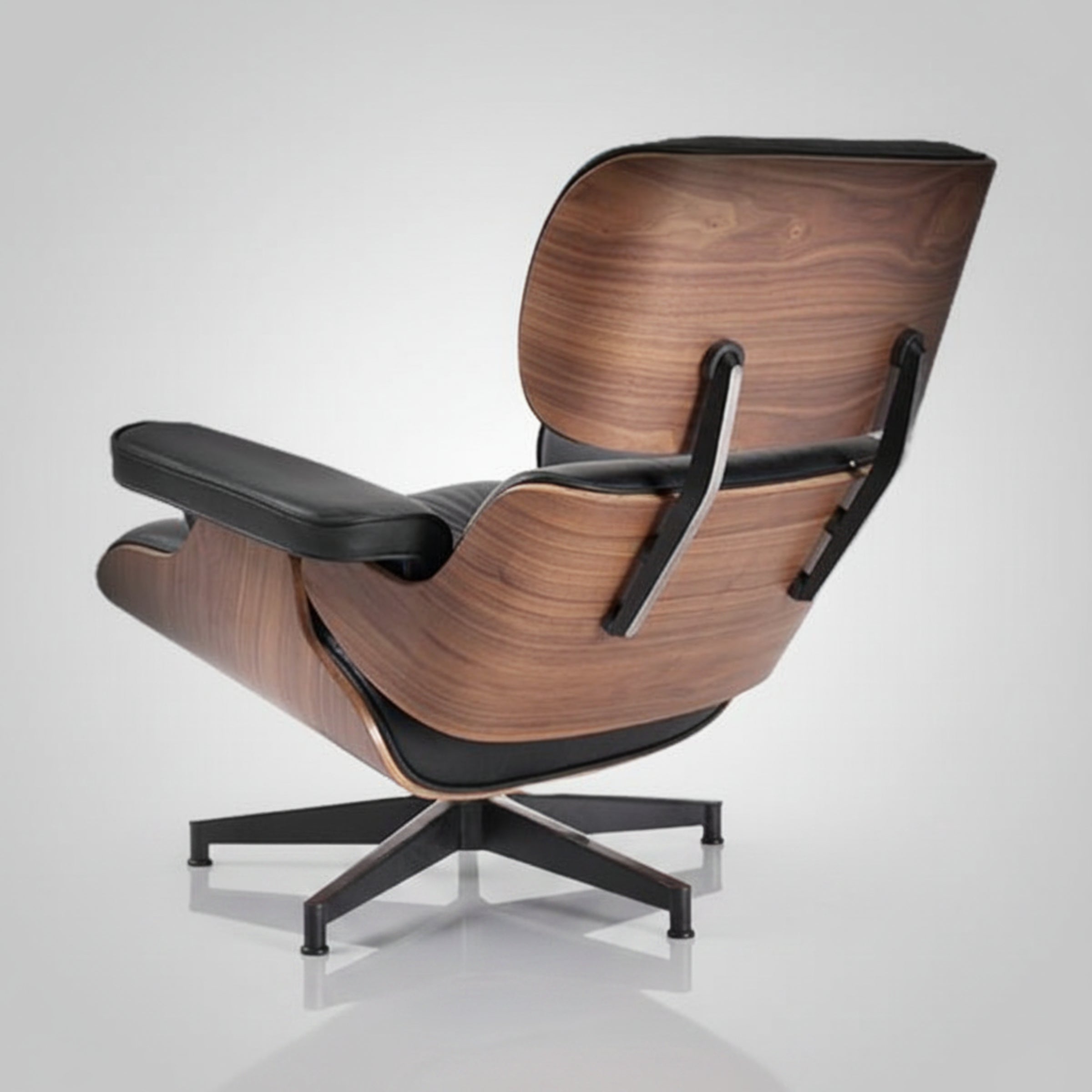 Charles Eames Inspired Mid-Century Iconic Lounge Chair & Ottoman – Walnut Wood & Tan Brown - Aura Furnitures