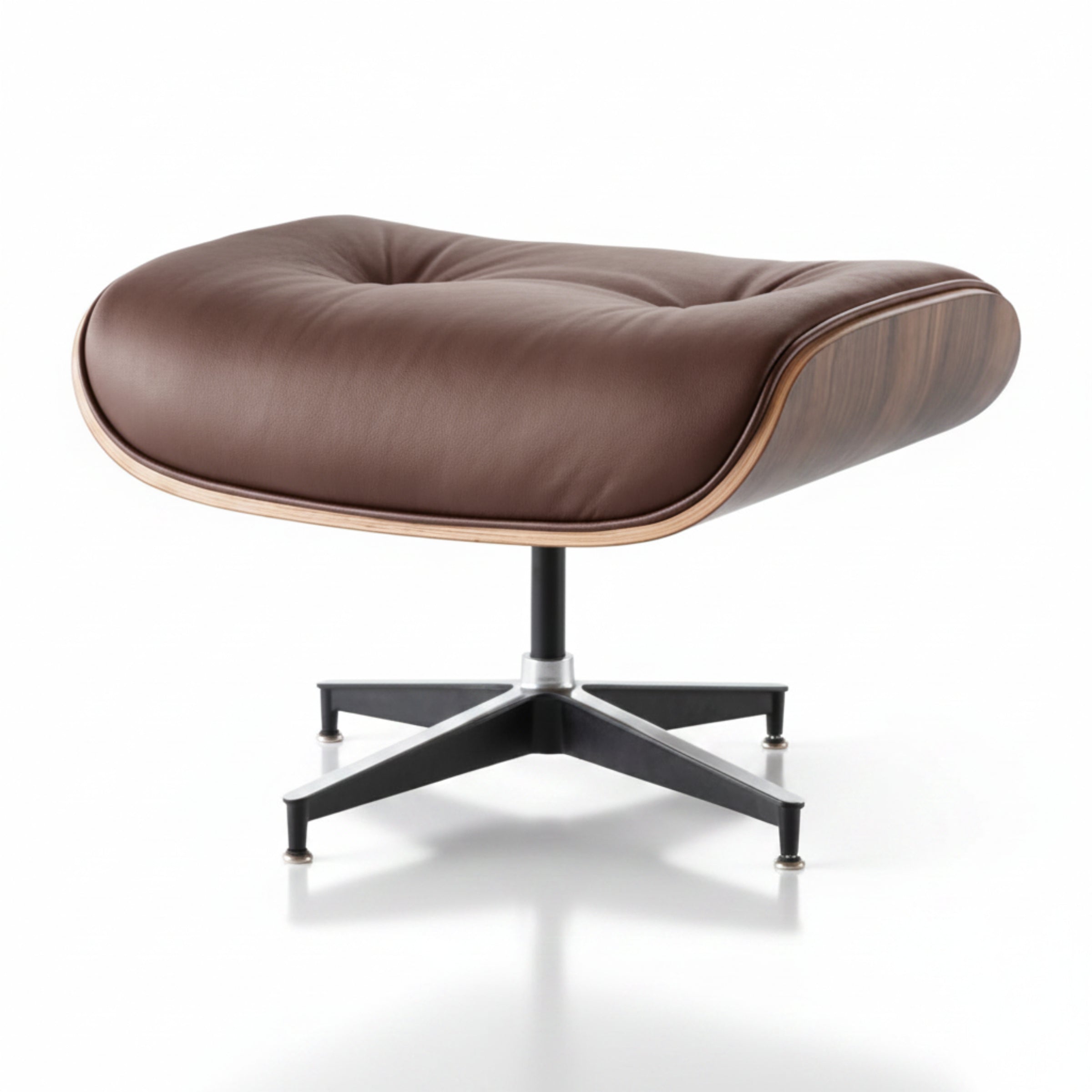 Charles Eames Inspired Mid-Century Iconic Lounge Chair & Ottoman – Walnut Wood & Tan Brown - Aura Furnitures