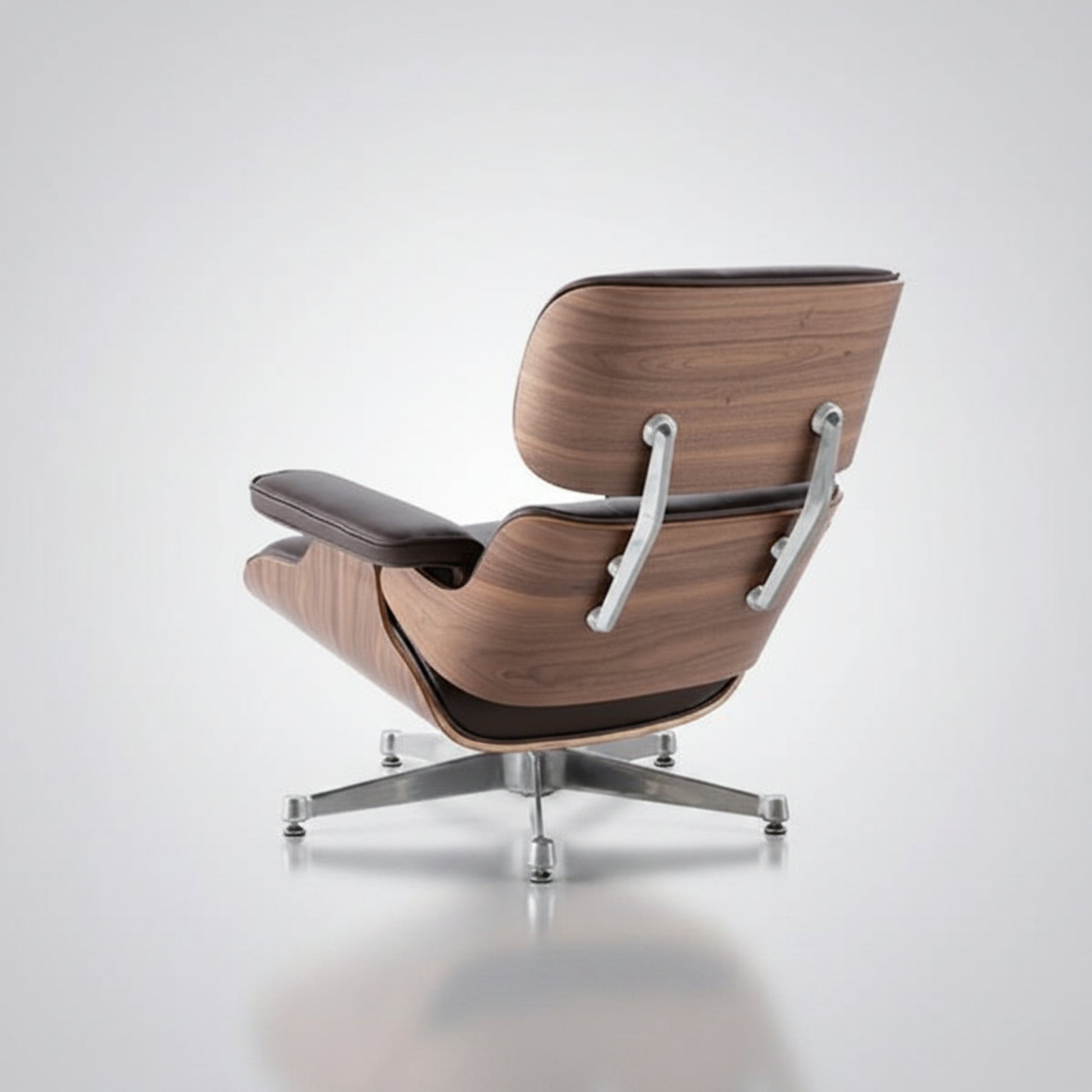 Charles Eames Inspired Mid-Century Iconic Lounge Chair & Ottoman – Walnut Wood & Tan Brown - Aura Furnitures