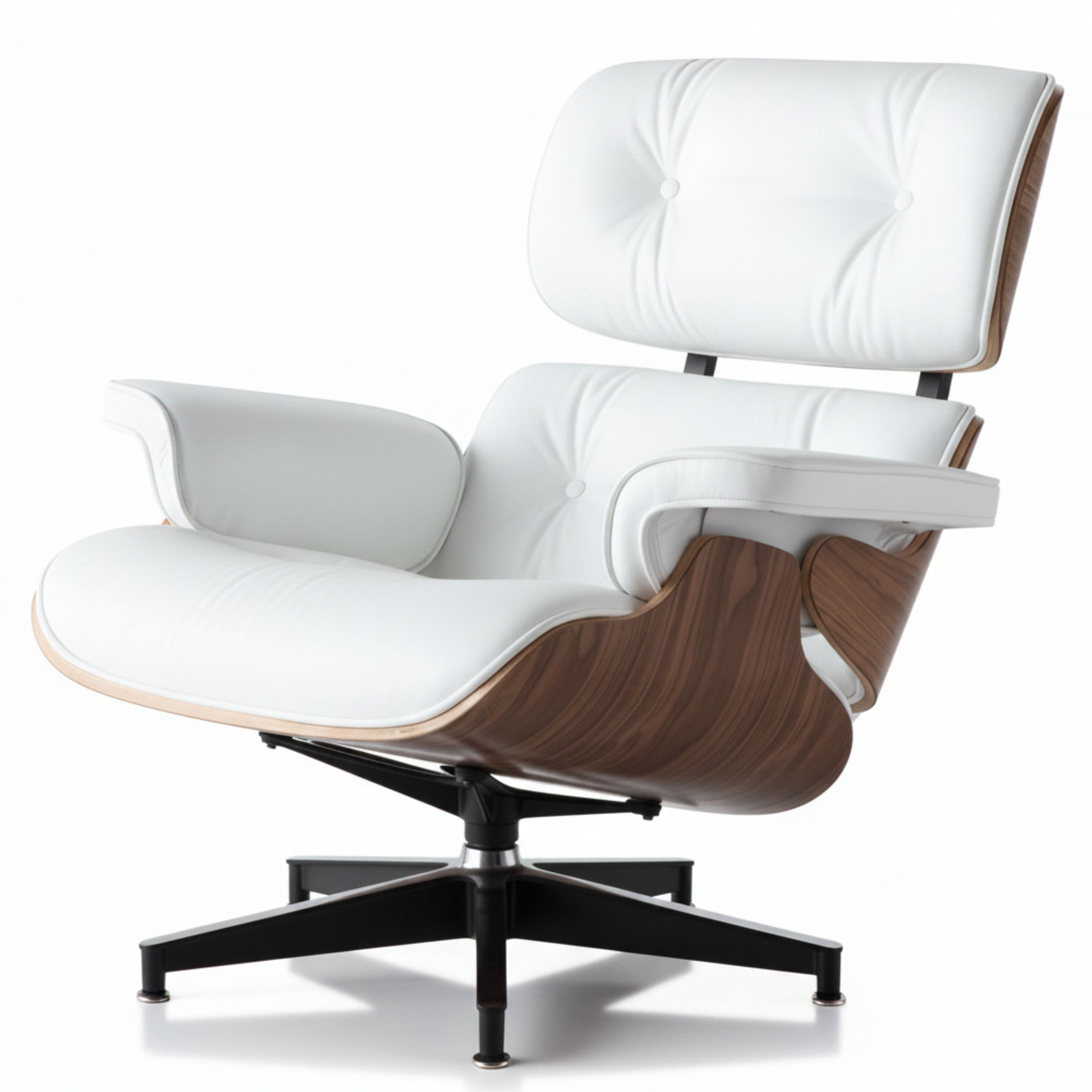 Charles Eames Inspired Mid-Century Iconic Lounge Chair & Ottoman – Walnut Wood & Tan Brown - Aura Furnitures