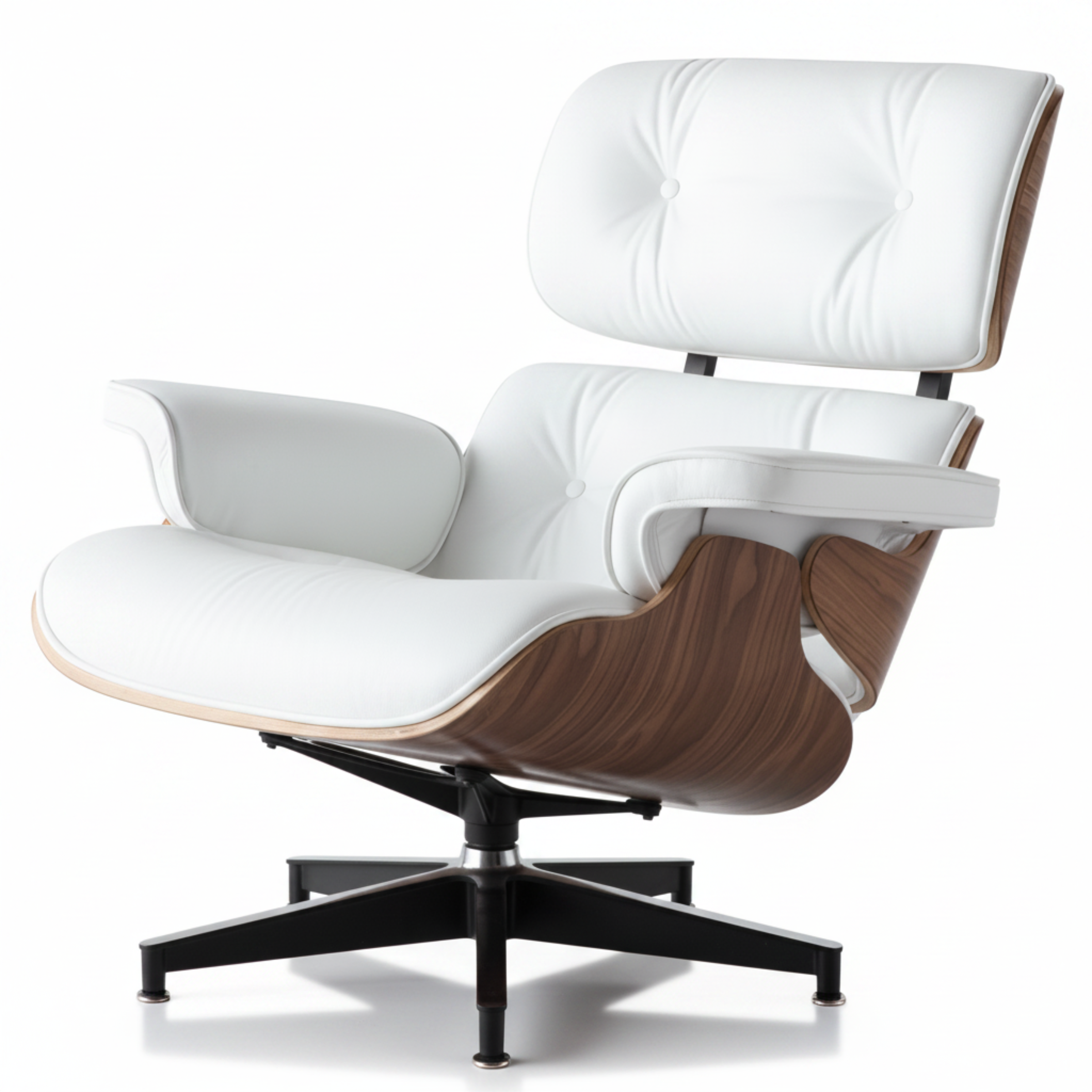 Charles Eames Inspired Mid-Century Iconic Lounge Chair & Ottoman – Walnut Wood & Tan Brown - Aura Furnitures