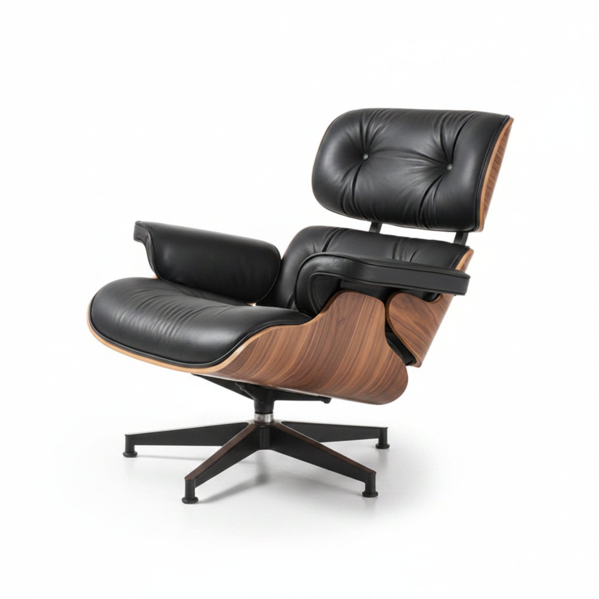 Charles Eames Inspired Mid-Century Iconic Lounge Chair & Ottoman – Walnut Wood & Tan Brown - Aura Furnitures