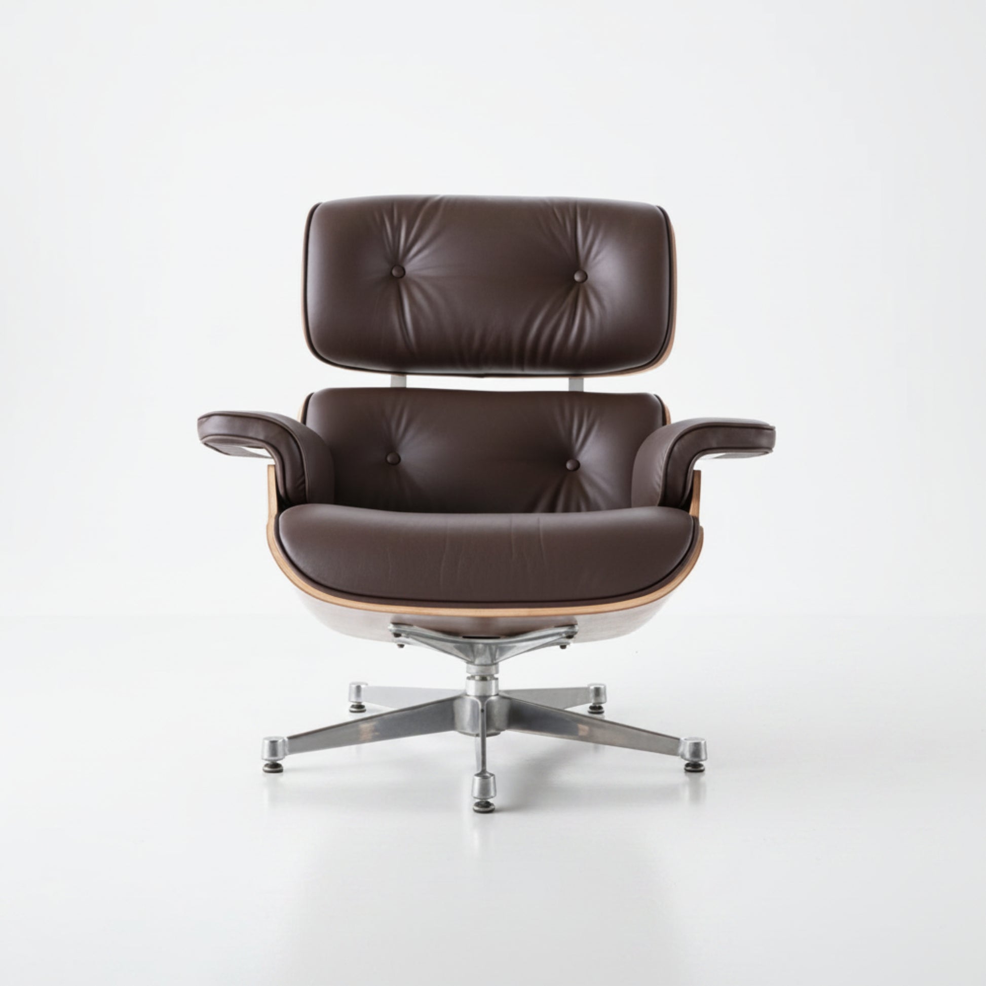 Charles Eames Inspired Mid-Century Iconic Lounge Chair & Ottoman – Walnut Wood & Tan Brown - Aura Furnitures