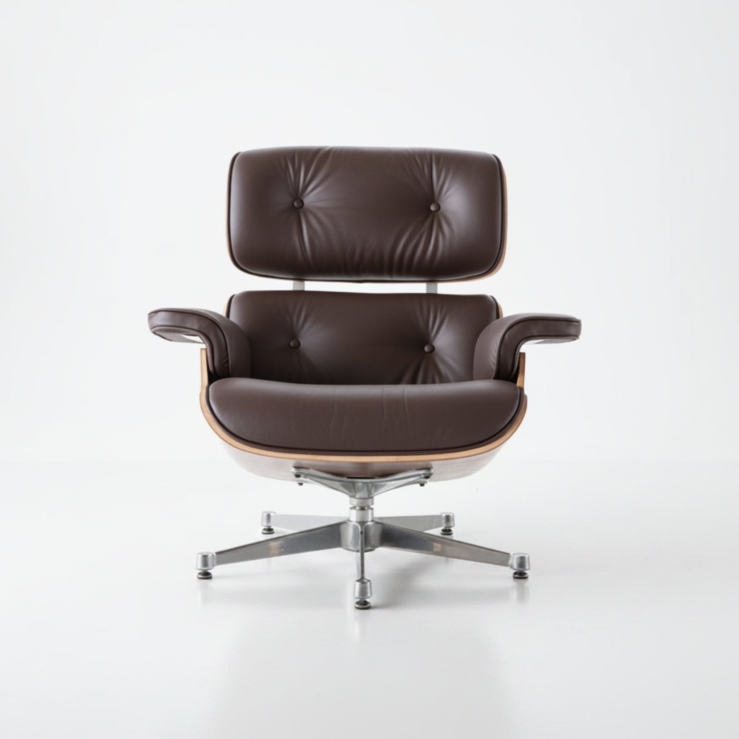 Charles Eames Inspired Mid-Century Iconic Lounge Chair & Ottoman – Walnut Wood & Tan Brown - Aura Furnitures