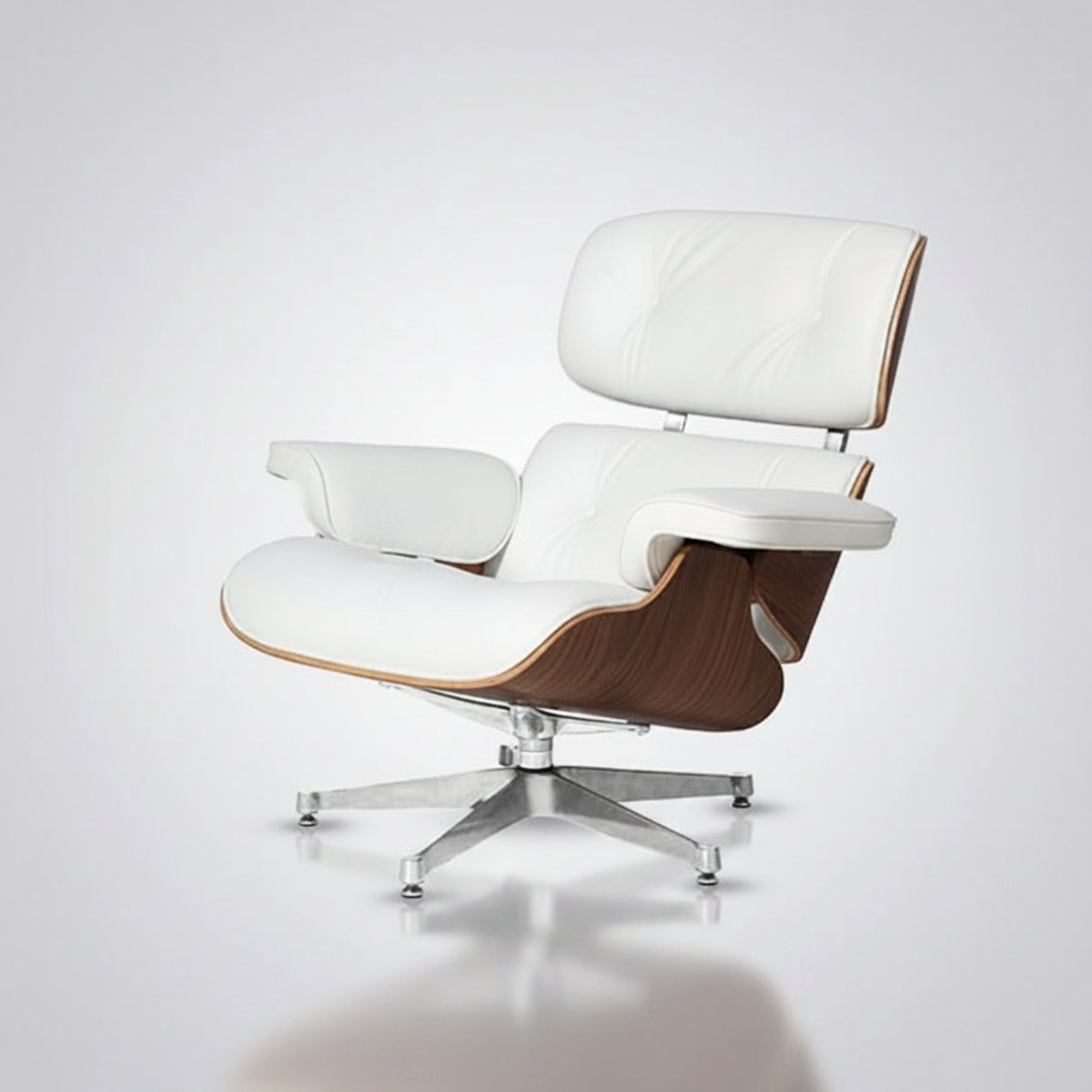 Charles Eames Inspired Mid-Century Iconic Lounge Chair & Ottoman – Walnut Wood & Tan Brown - Aura Furnitures