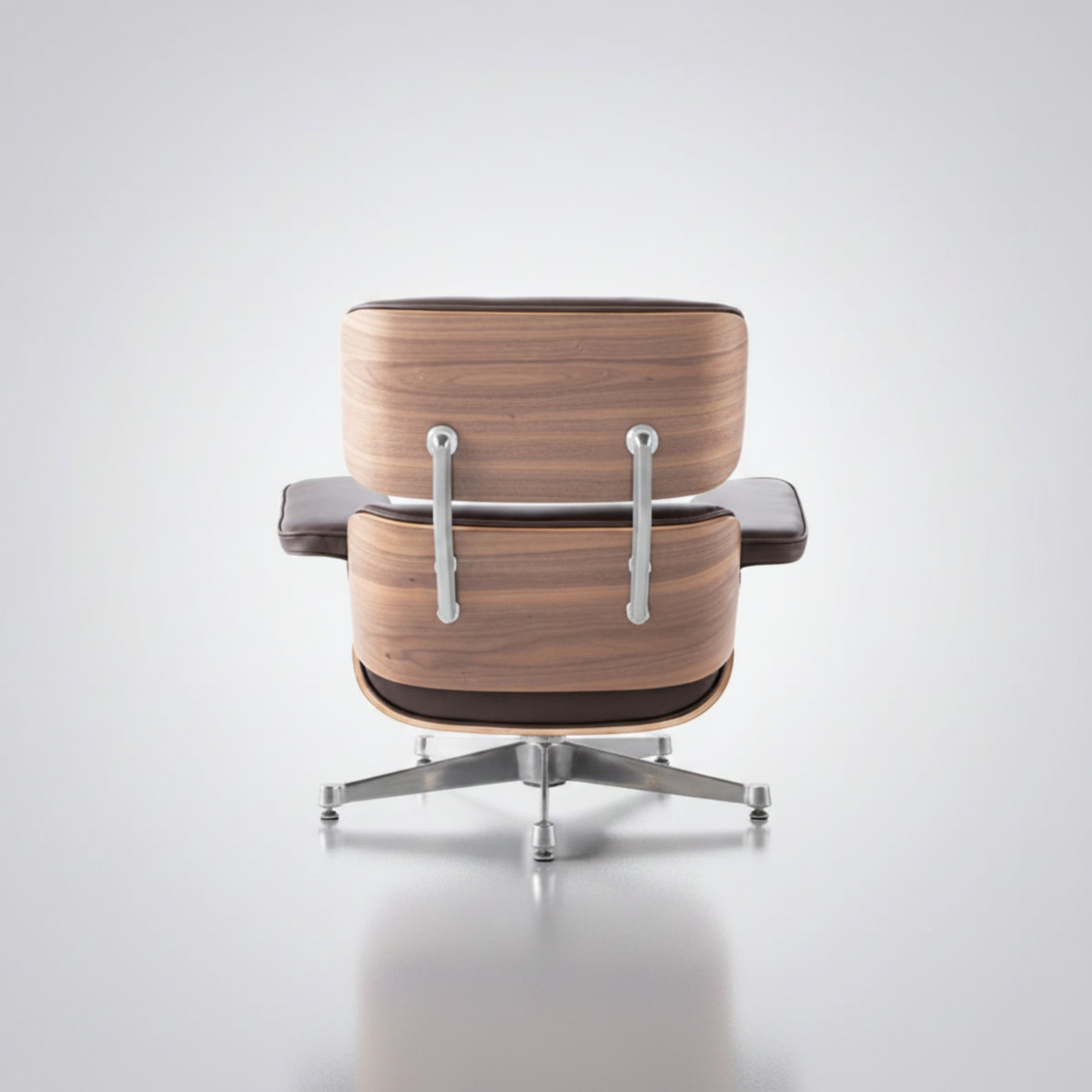 Charles Eames Inspired Mid-Century Iconic Lounge Chair & Ottoman – Walnut Wood & Tan Brown - Aura Furnitures