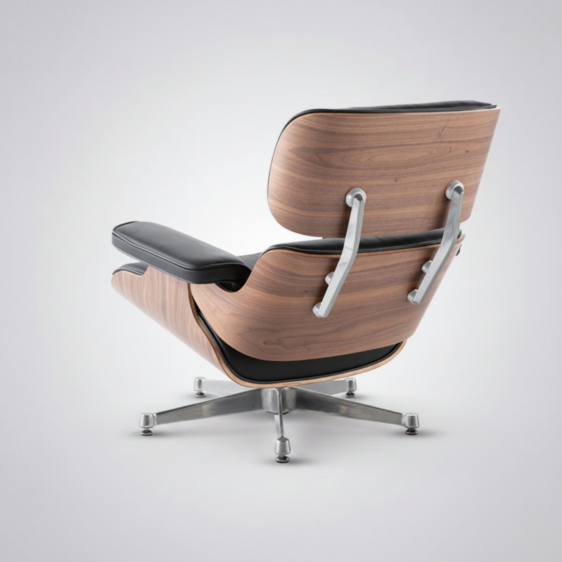 Charles Eames Inspired Mid-Century Iconic Lounge Chair & Ottoman – Walnut Wood & Tan Brown - Aura Furnitures