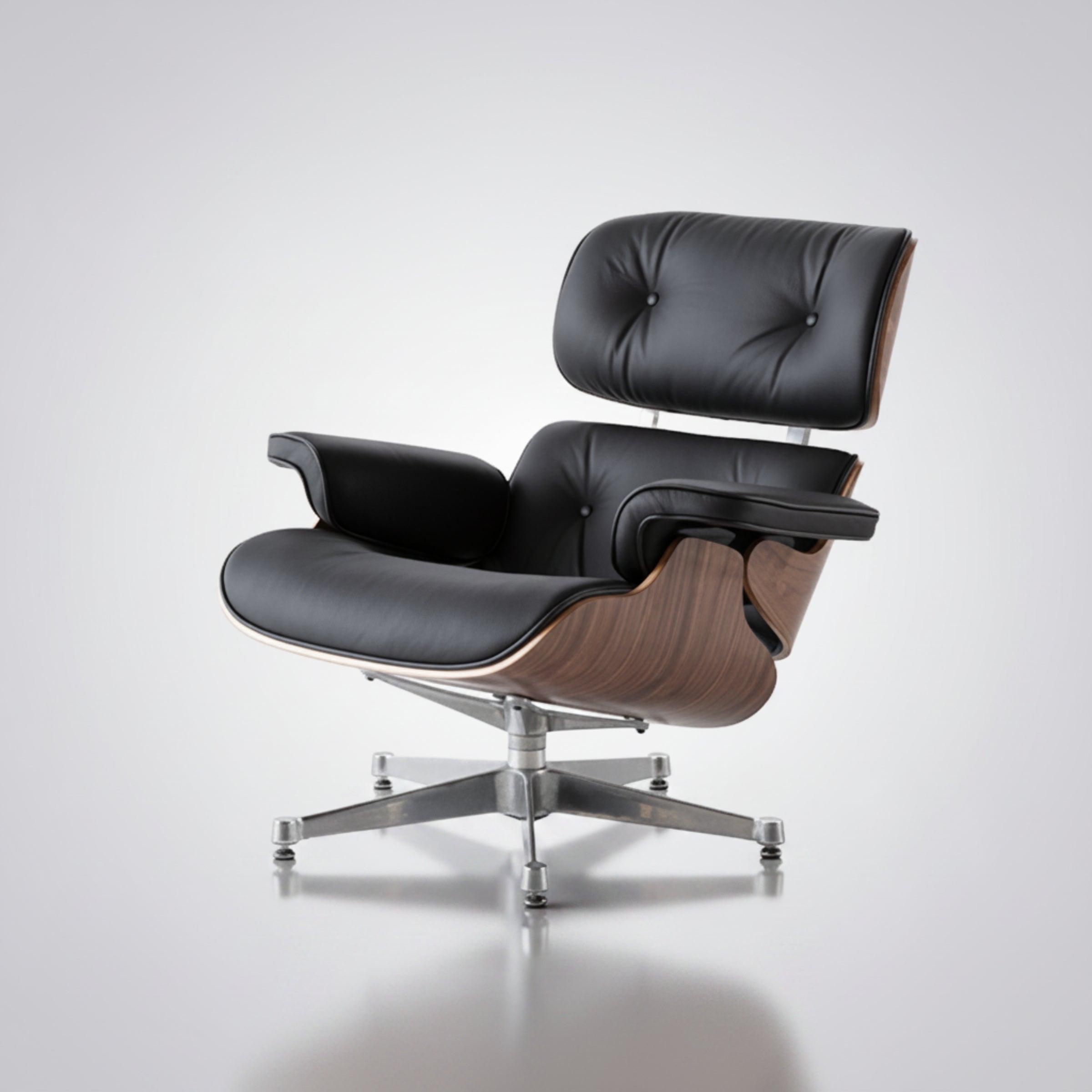 Charles Eames Inspired Mid-Century Iconic Lounge Chair & Ottoman – Walnut Wood & Tan Brown - Aura Furnitures