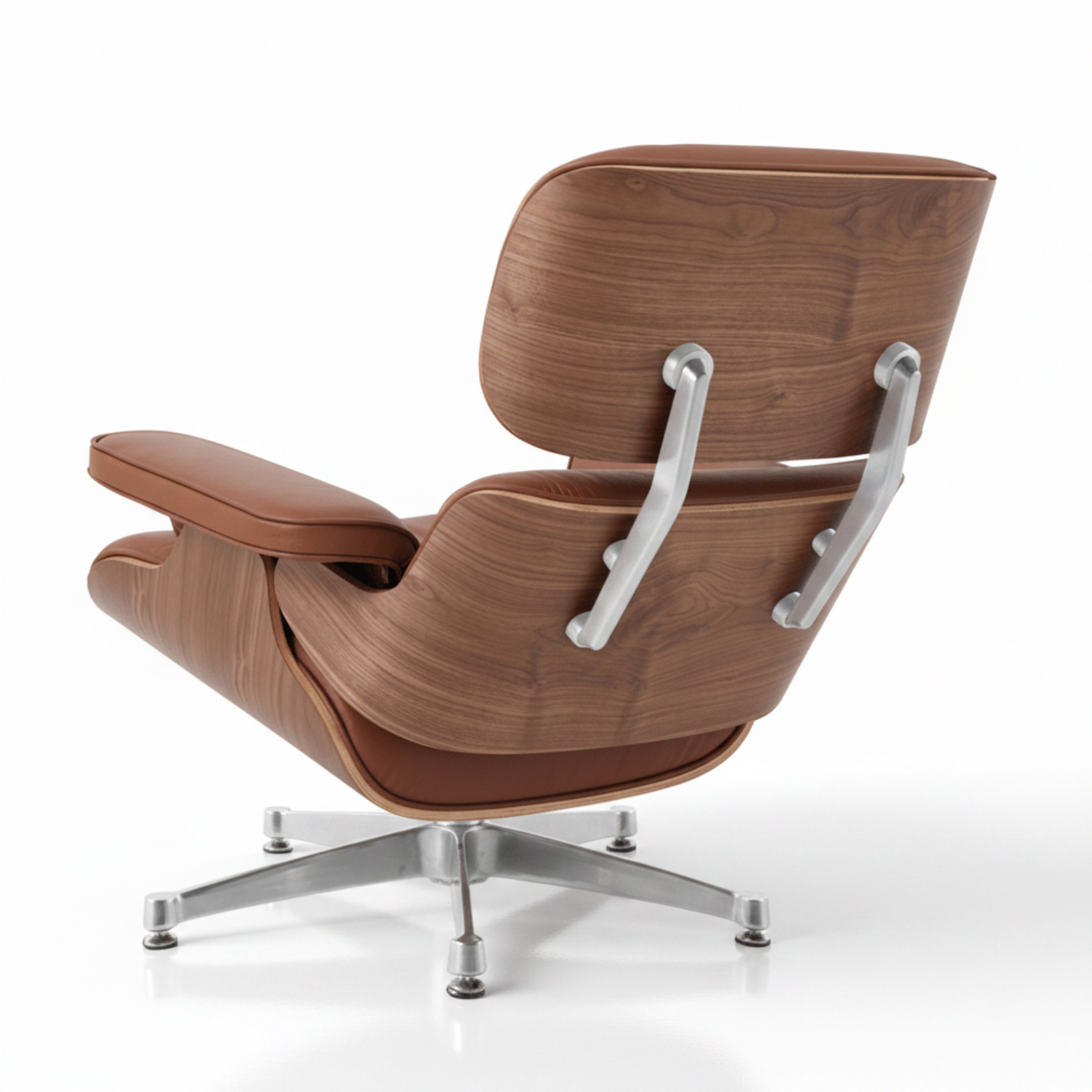Charles Eames Inspired Mid-Century Iconic Lounge Chair & Ottoman – Walnut Wood & Tan Brown - Aura Furnitures