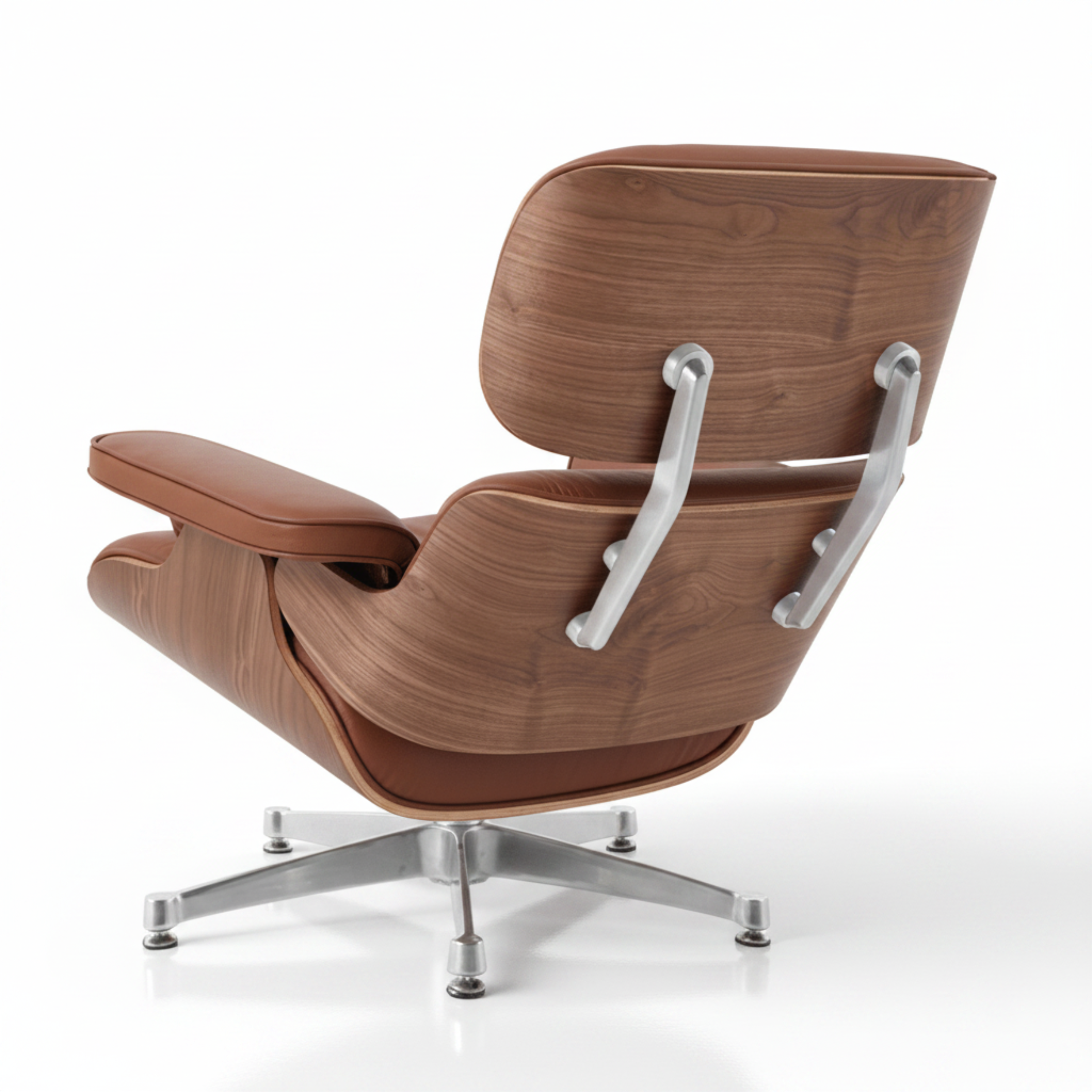 Charles Eames Inspired Mid-Century Iconic Lounge Chair & Ottoman – Walnut Wood & Tan Brown - Aura Furnitures