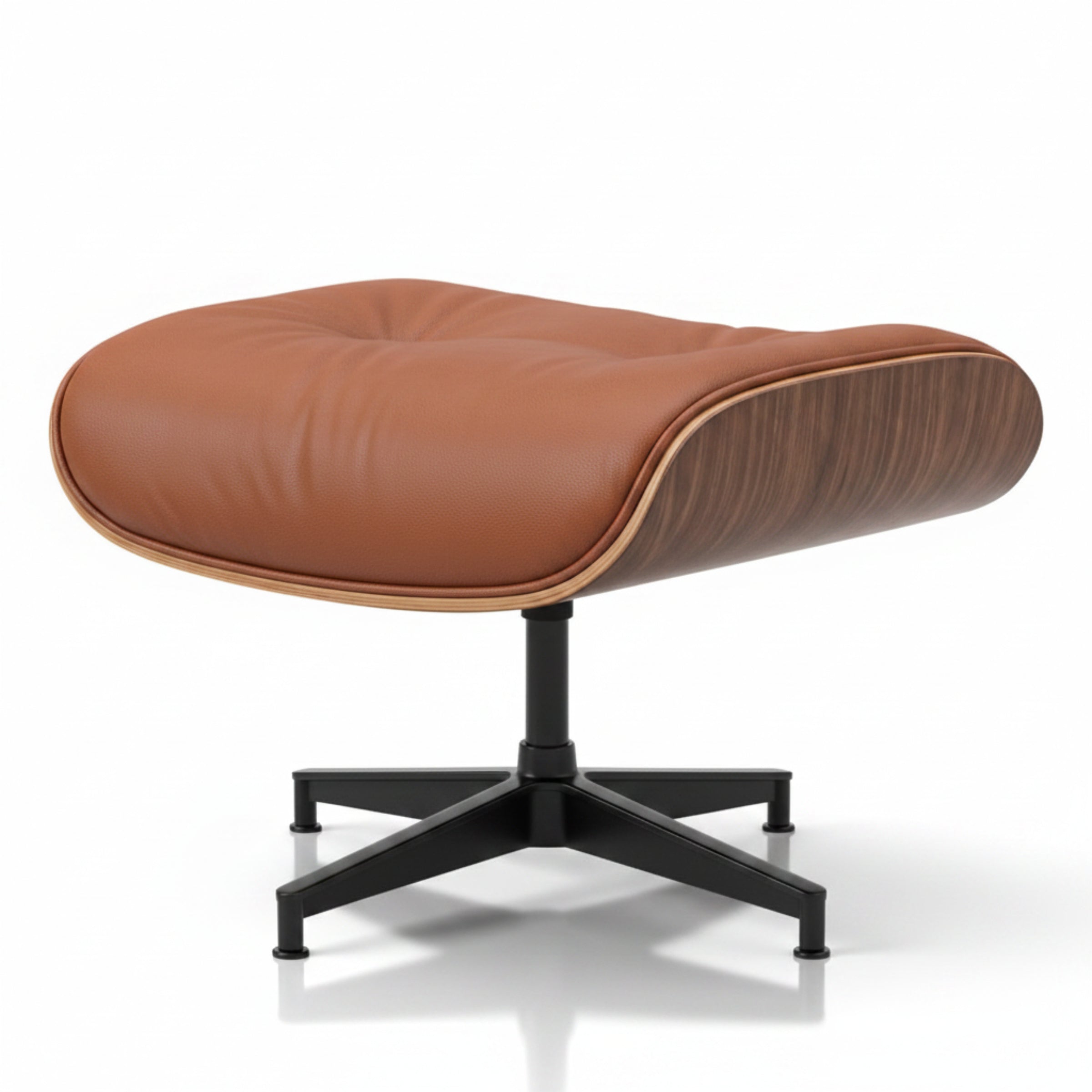 Charles Eames Inspired Mid-Century Iconic Lounge Chair & Ottoman – Walnut Wood & Tan Brown - Aura Furnitures