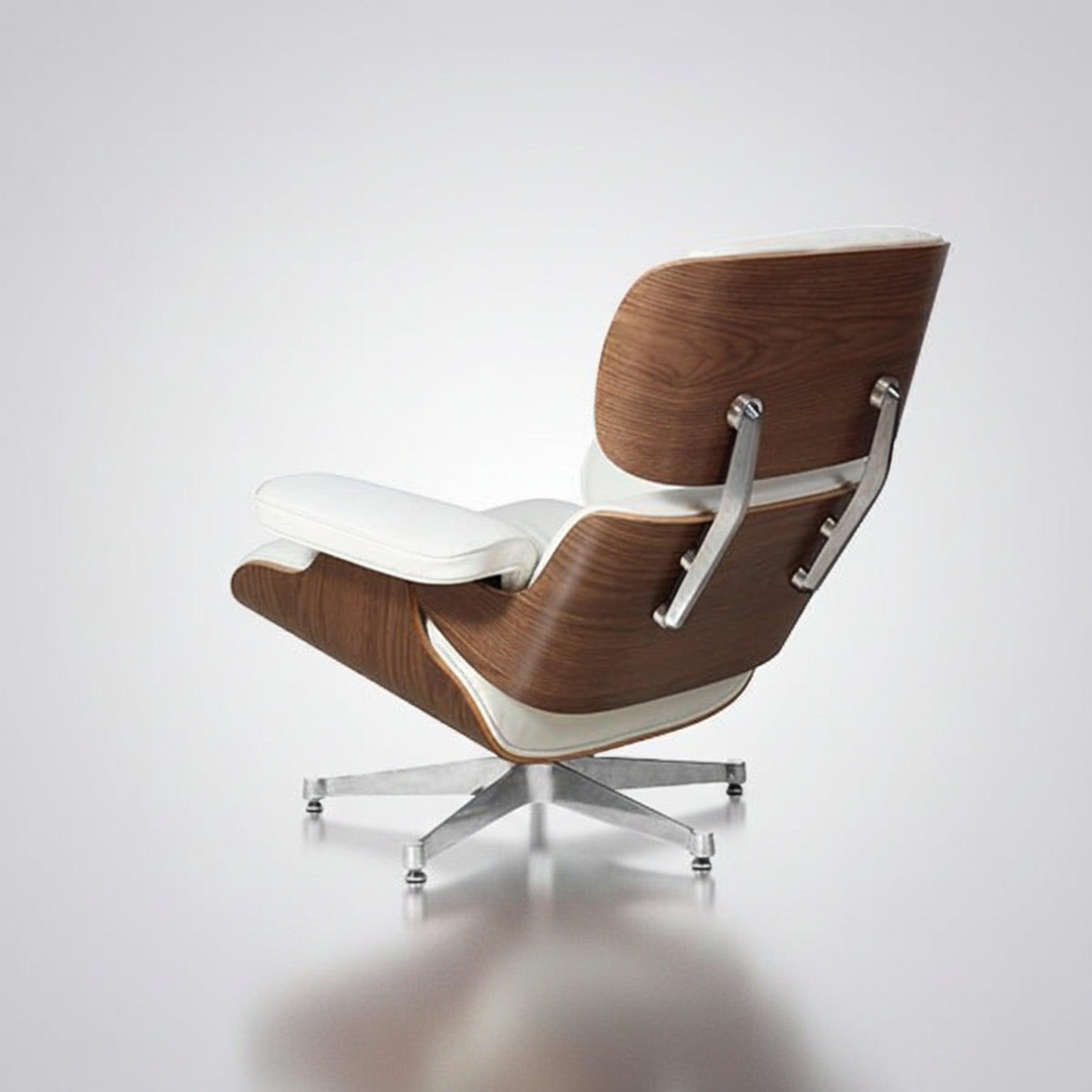 Charles Eames Inspired Mid-Century Iconic Lounge Chair & Ottoman – Walnut Wood & Tan Brown - Aura Furnitures