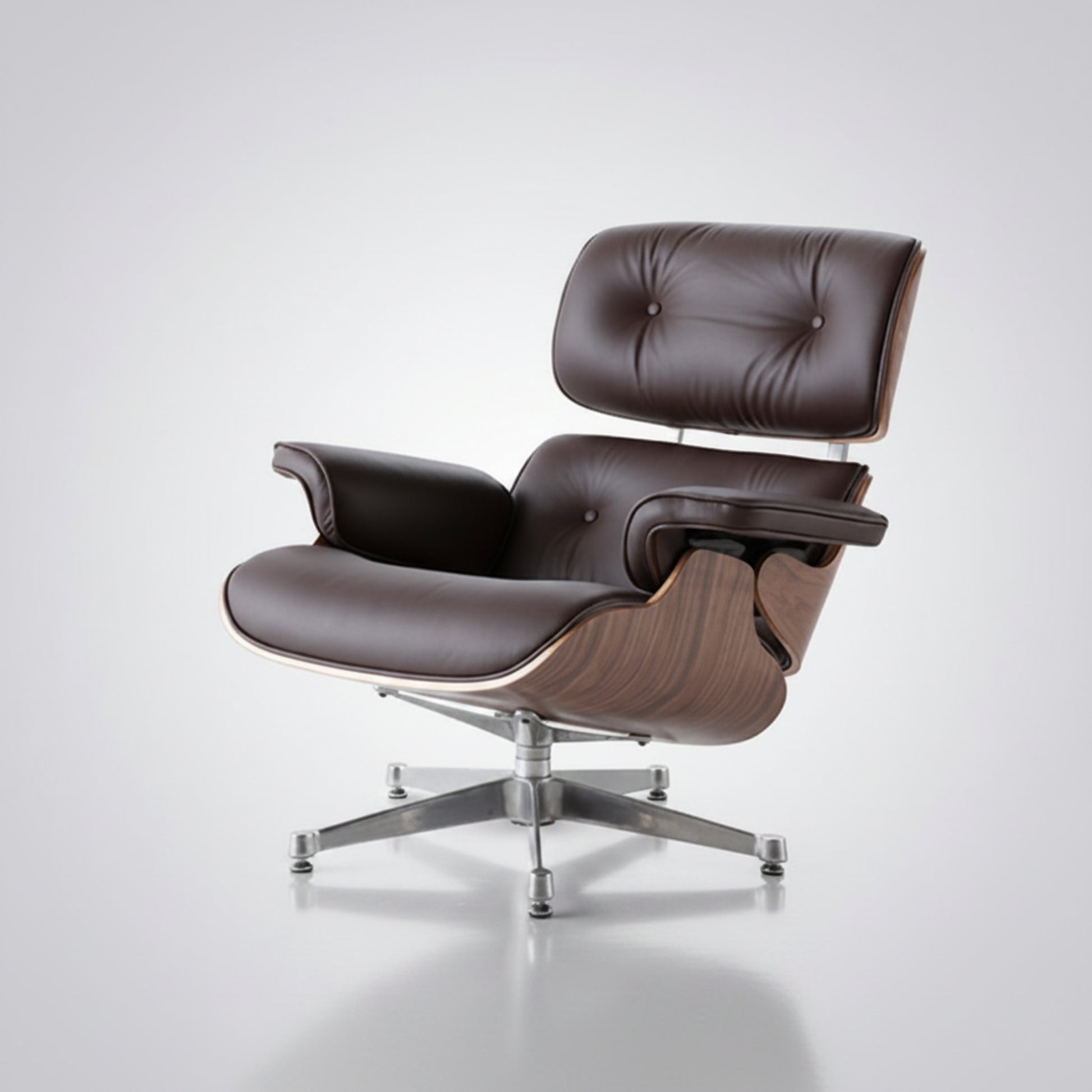 Charles Eames Inspired Mid-Century Iconic Lounge Chair & Ottoman – Walnut Wood & Tan Brown - Aura Furnitures
