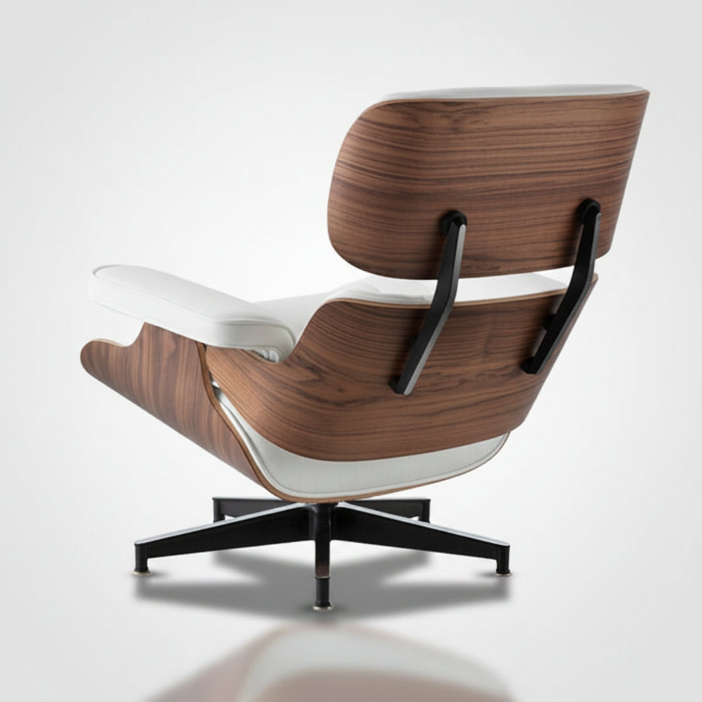Charles Eames Inspired Mid-Century Iconic Lounge Chair & Ottoman – Walnut Wood & Tan Brown - Aura Furnitures