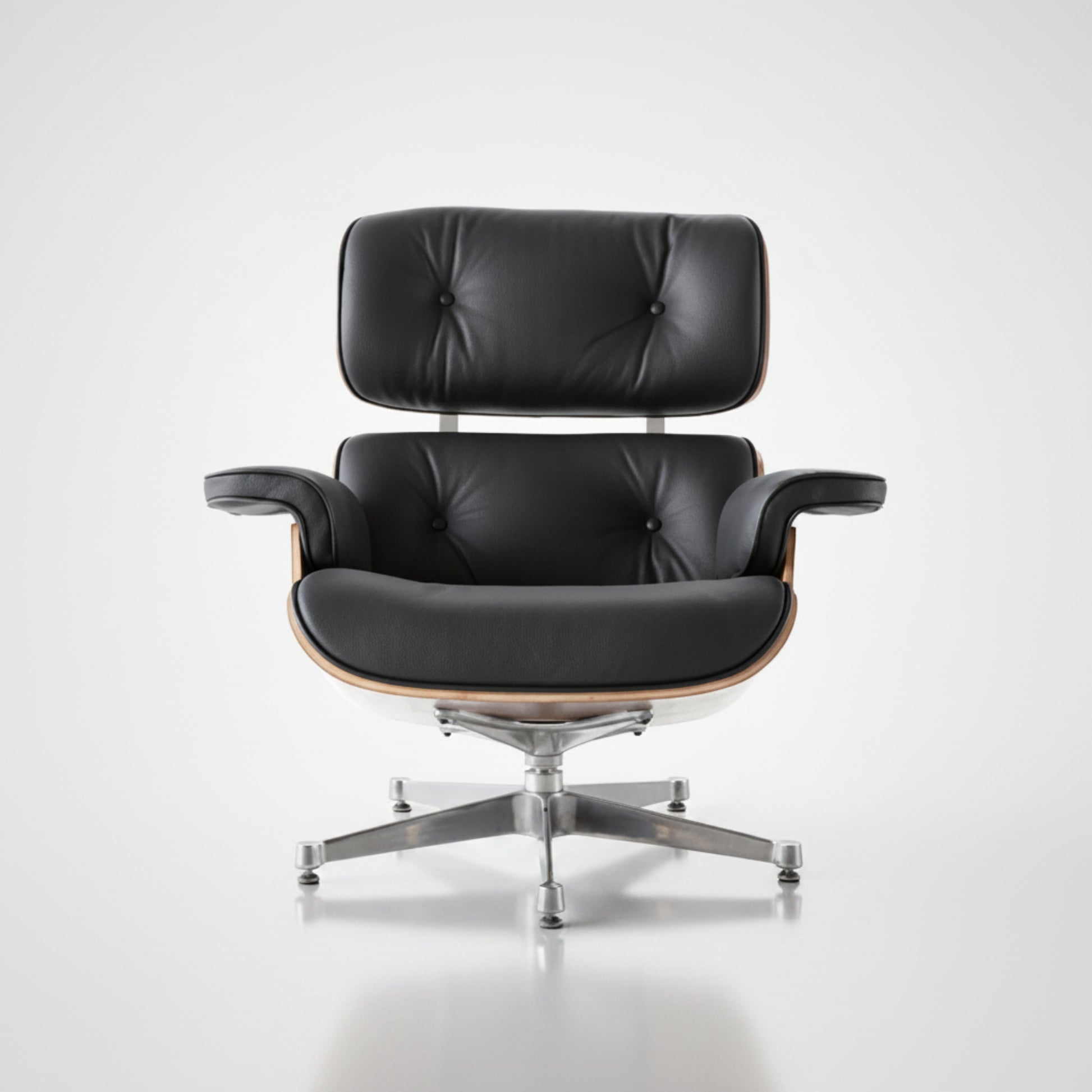 Charles Eames Inspired Mid-Century Iconic Lounge Chair & Ottoman – Walnut Wood & Tan Brown - Aura Furnitures
