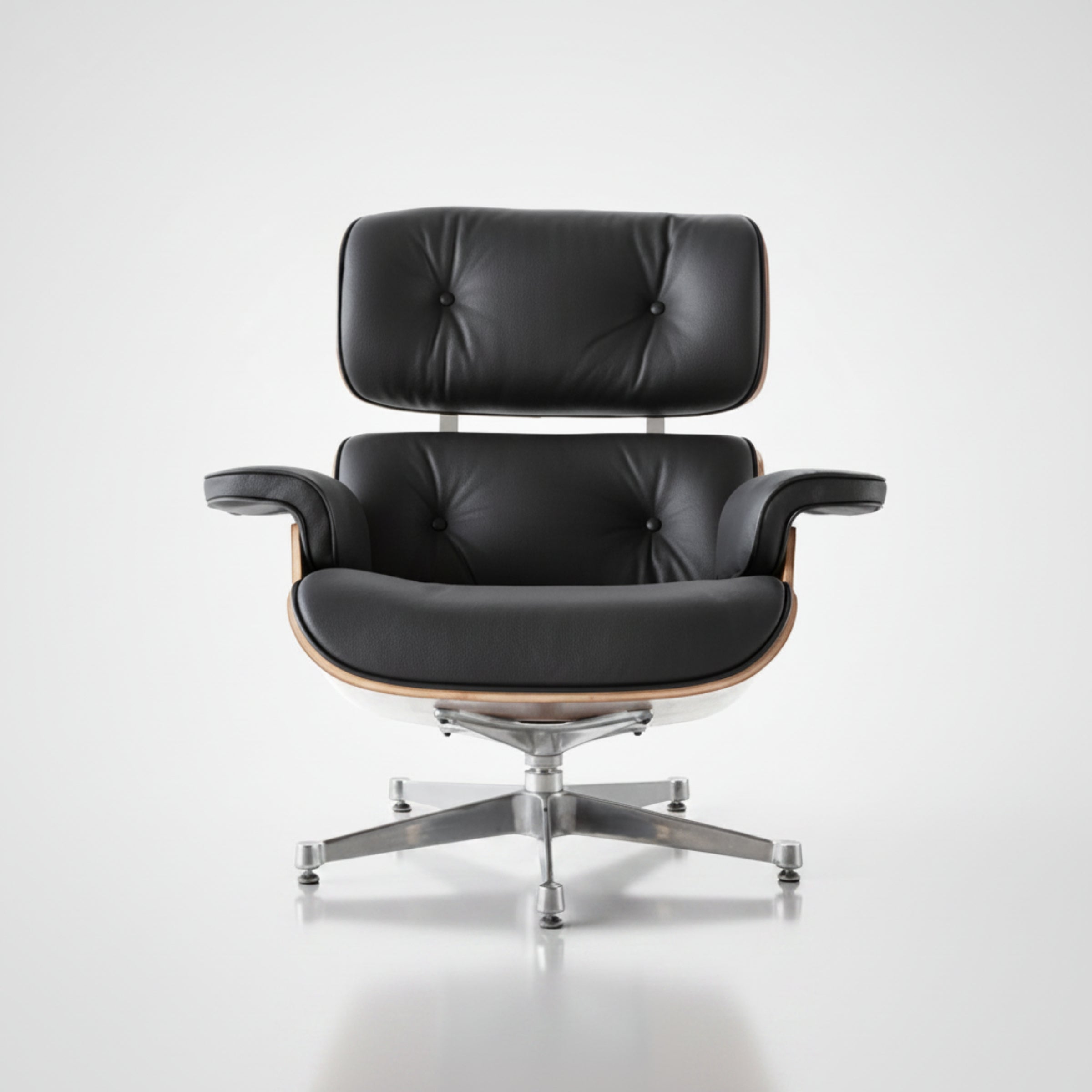 Charles Eames Inspired Mid-Century Iconic Lounge Chair & Ottoman – Walnut Wood & Tan Brown - Aura Furnitures