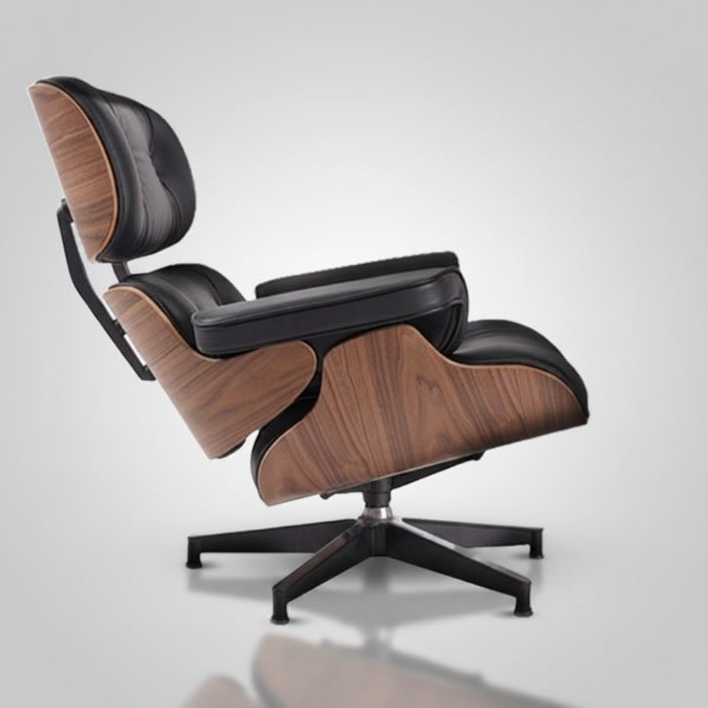 Charles Eames Inspired Mid-Century Iconic Lounge Chair & Ottoman – Walnut Wood & Tan Brown - Aura Furnitures