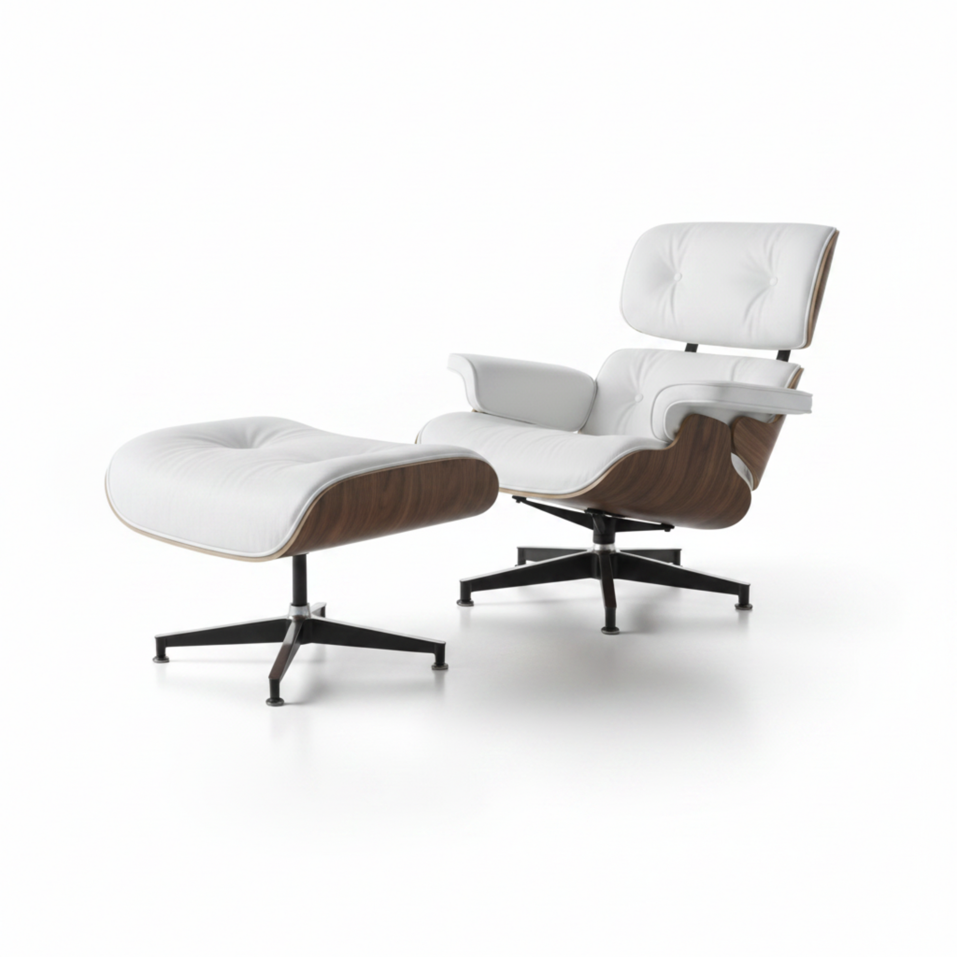 Charles Eames Inspired Mid-Century Iconic Lounge Chair & Ottoman – Walnut Wood & Tan Brown - Aura Furnitures