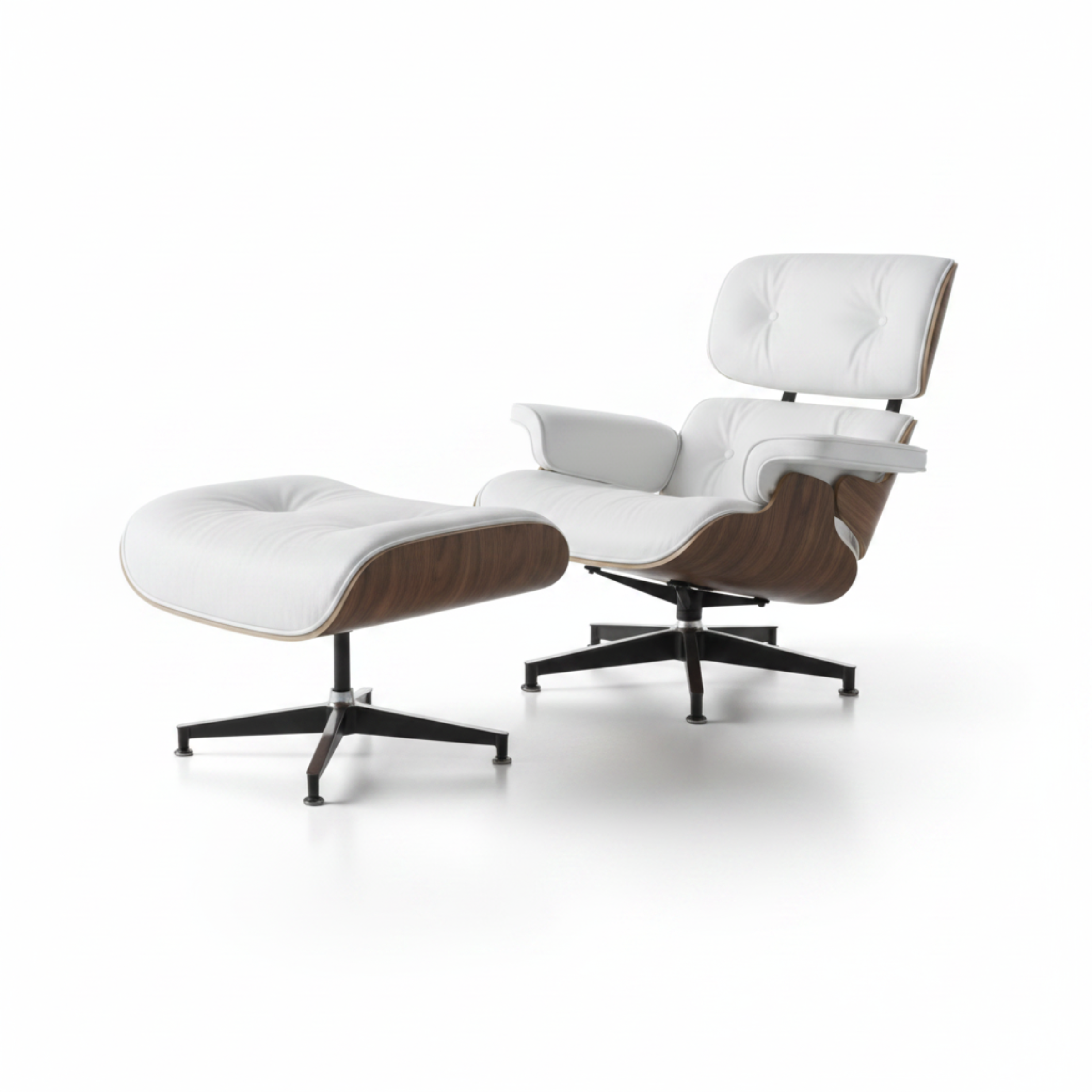 Charles Eames Inspired Mid-Century Iconic Lounge Chair & Ottoman – Walnut Wood & Tan Brown - Aura Furnitures