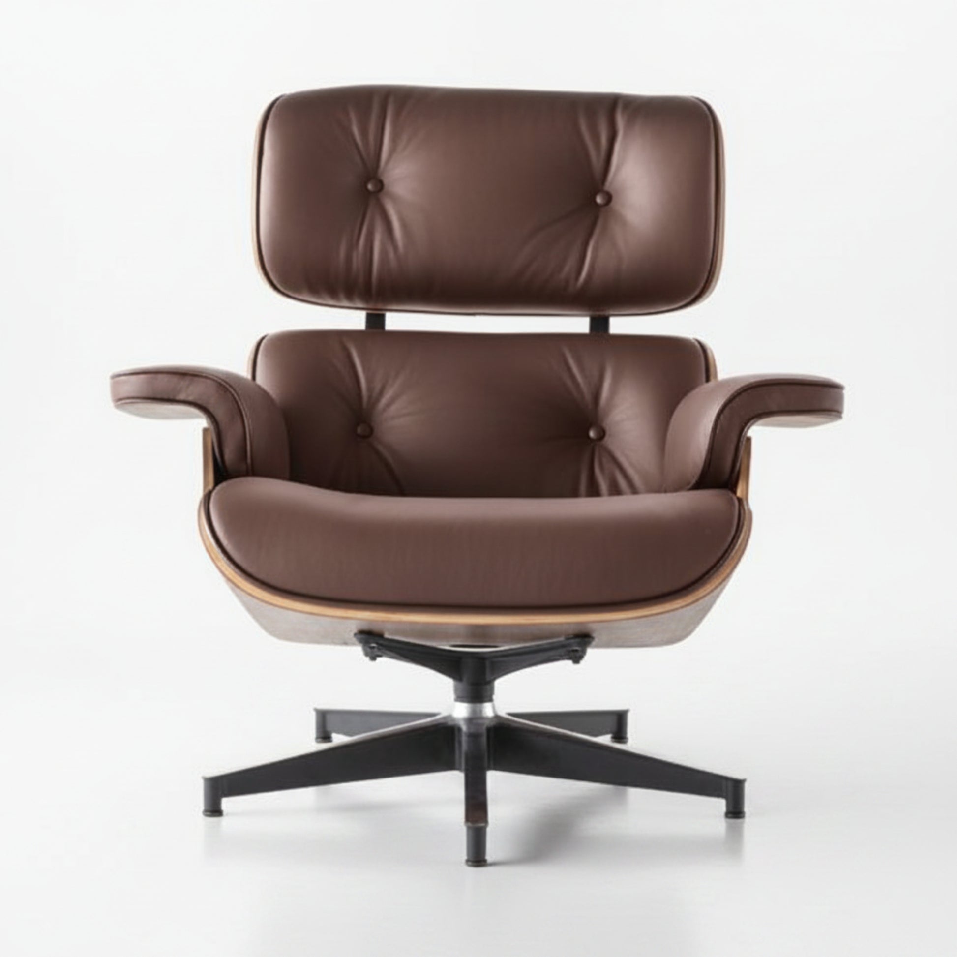 Charles Eames Inspired Mid-Century Iconic Lounge Chair & Ottoman – Walnut Wood & Tan Brown - Aura Furnitures